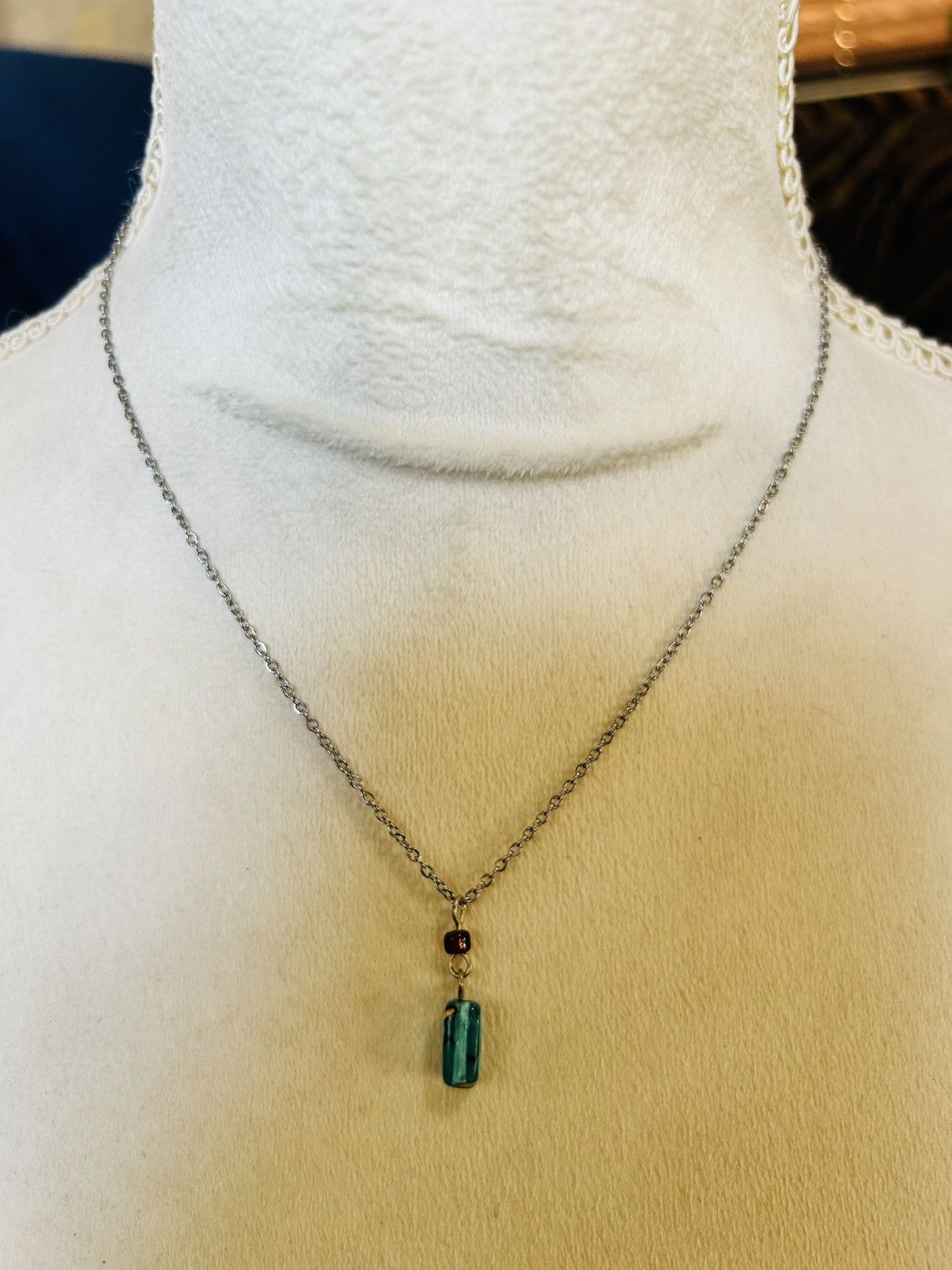 Handmade Handcrafted vintage glass pendant on chain necklace Size ONE SIZE - 3 Thumbnail