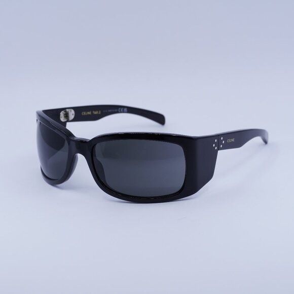 Celine CL40290I 01A Sunglasses Black Geometric Frame Smoke