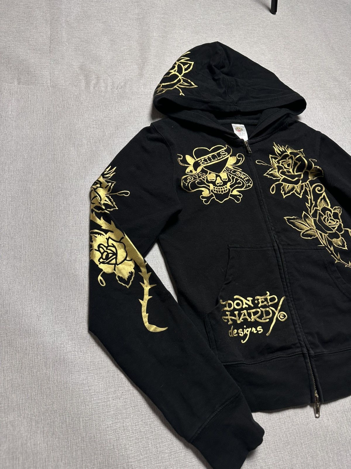 Ed Hardy Ed Hardy by Christian Audigier Rare Black Gold Y2K Zip Size S / US 4 / IT 40 - 3 Thumbnail