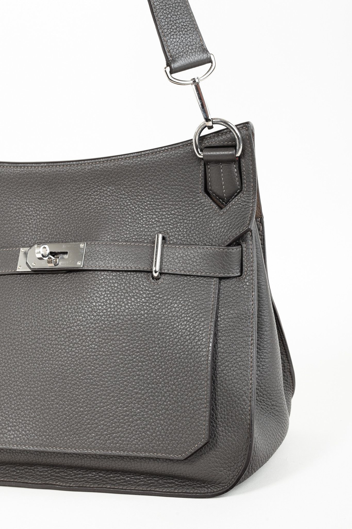 Hermes Hermes Jyspiere 34 Taurillon Clemence Graphite & Etoupe Bag Size ONE SIZE - 10 Thumbnail