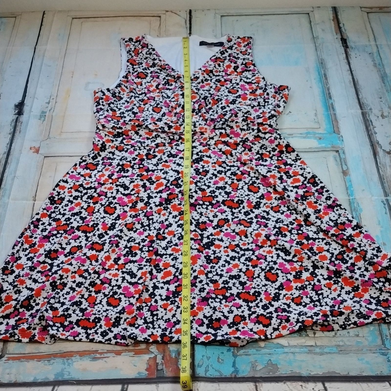 Tommy Hilfiger Tommy Hilfiger Navy Pink Orange Floral Flower Stretchy Dress Size XL / US 12-14 / IT 48-50 - 9 Thumbnail