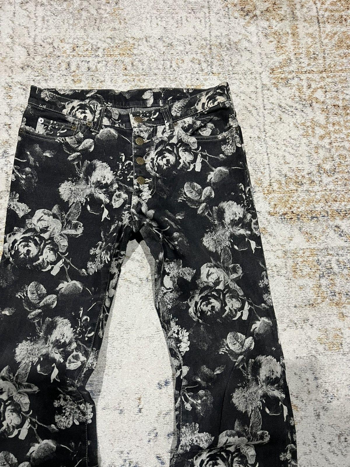 If Six Was Nine Tornado Mart Black Rose Flared Denim vkei LGB style Size US 32 / EU 48 - 3 Thumbnail
