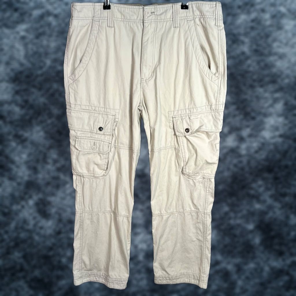 Vintage Wearfirst Mens Beige Cargo Pants 36x30 Straight Fit Y2K Baggy Skater Grunge Size US 36 / EU 52 - 1 Thumbnail