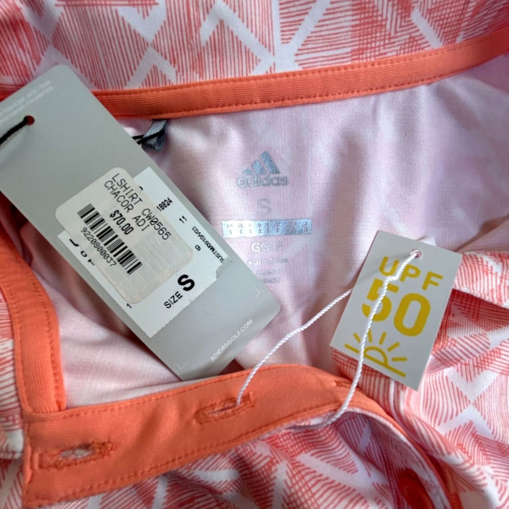 Adidas Adidas UPF 50 Long Sleeve Golf Polo Shirt Pacific Dunes Geometric Small New 0 Size US S / EU 44-46 / 1 - 3 Thumbnail