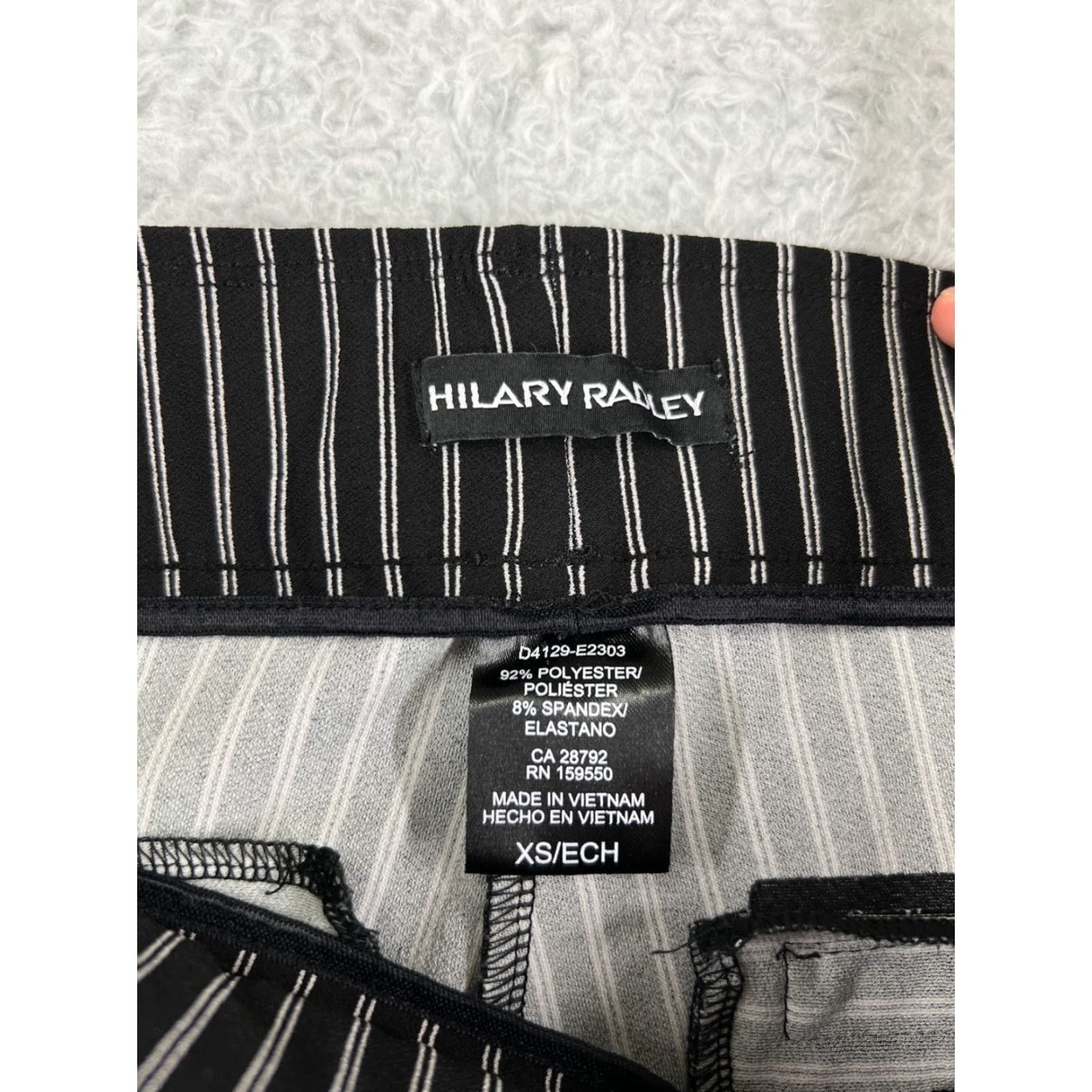 Vintage Hilary Radley Pants Women XS Black White Stripe Pleated Pockets Stretch Size 26" / US 2 / IT 38 - 3 Thumbnail
