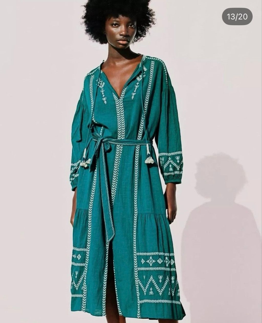 sachin and babi light blue dress ZARA. Embroidered linen dress. Size M – Hibuy market main image 1
