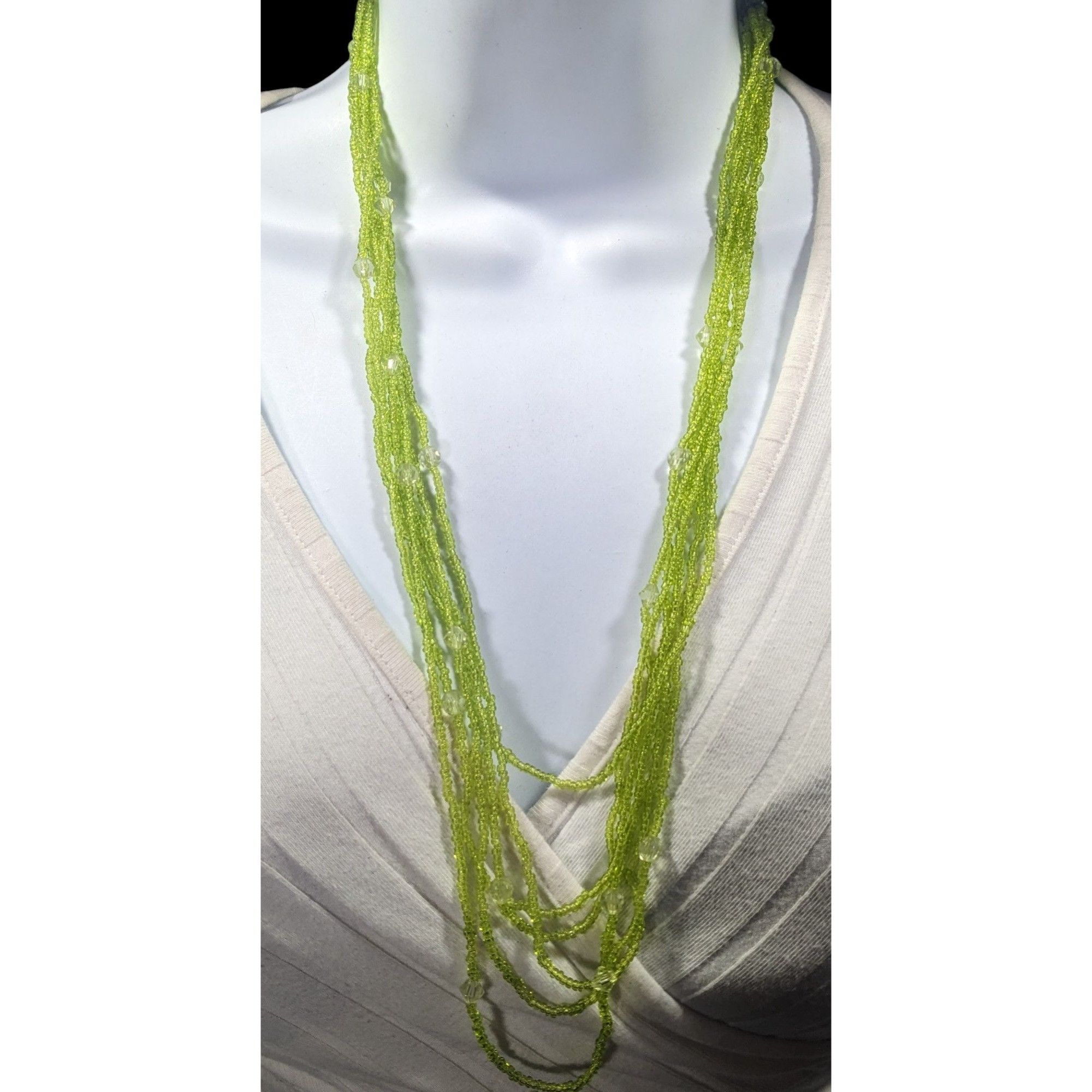Other Lime Green Glass Multilayer Beaded Necklace Size ONE SIZE - 2 Thumbnail