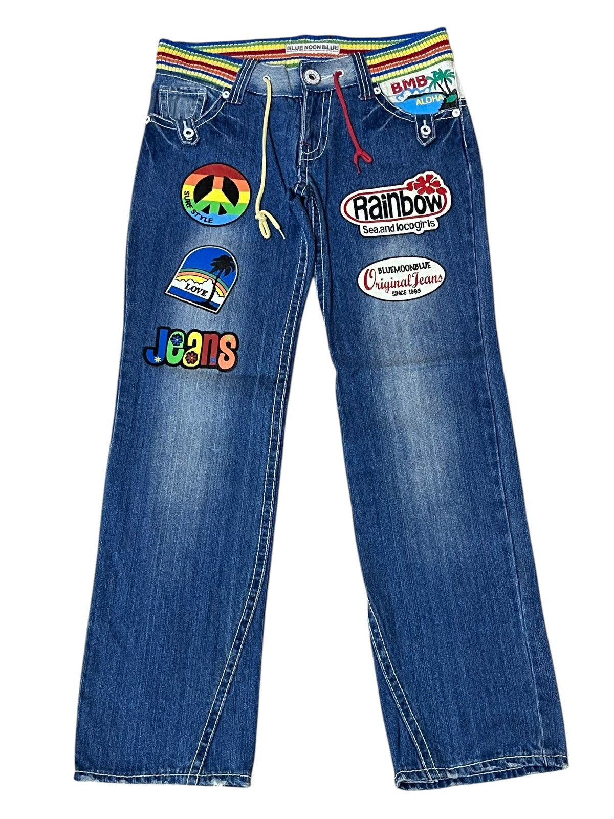 Japanese Brand SICK🔥JAPANESE BMB BLUE MOON BLUE DRAWSTRING WAIST JEANS Size US 32 / EU 48 - 1 Thumbnail