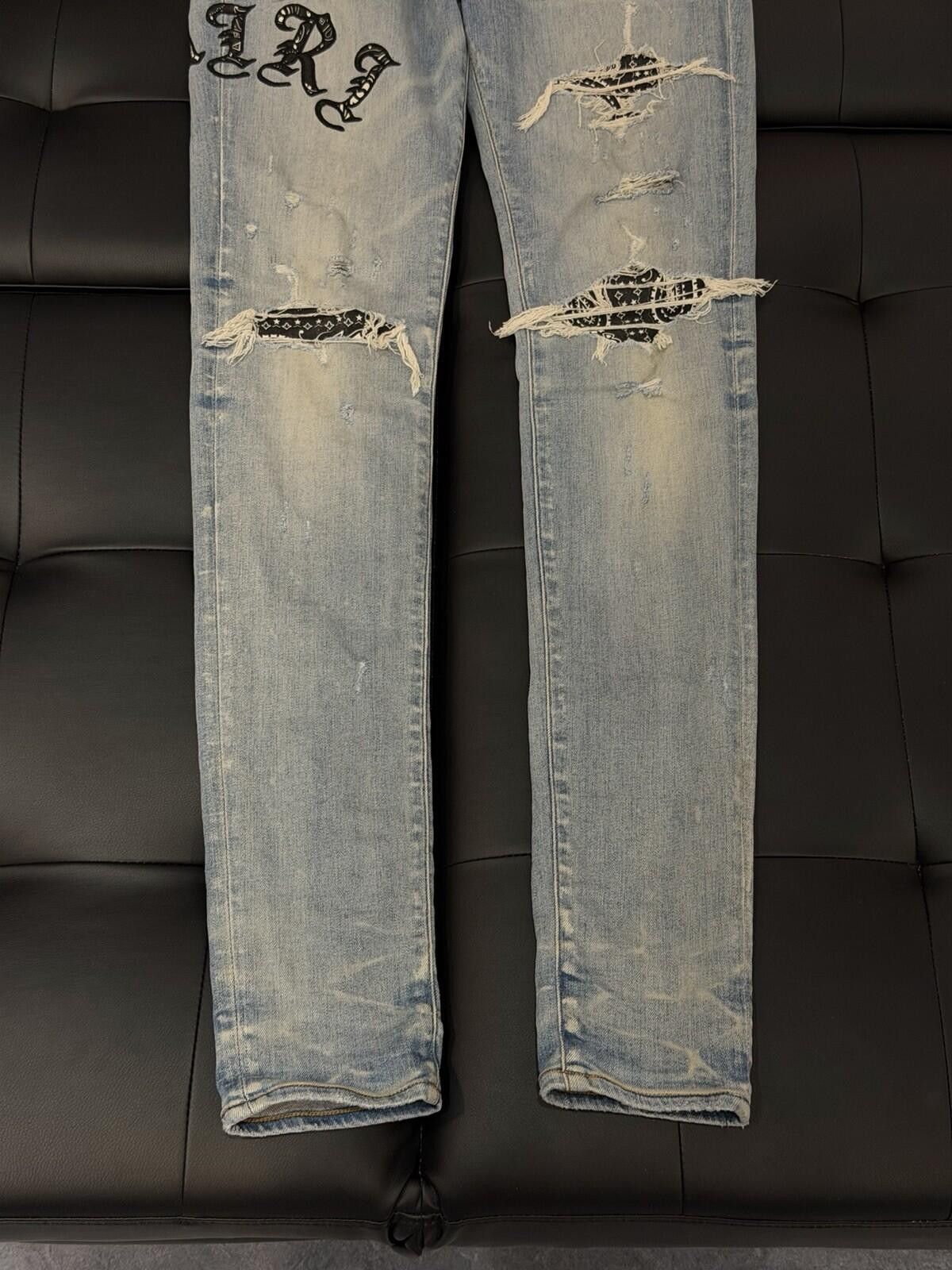 Amiri Size 31 - Amiri Blue Wrap Logo Jeans 100% Authentic Size US 31 - 2 Thumbnail