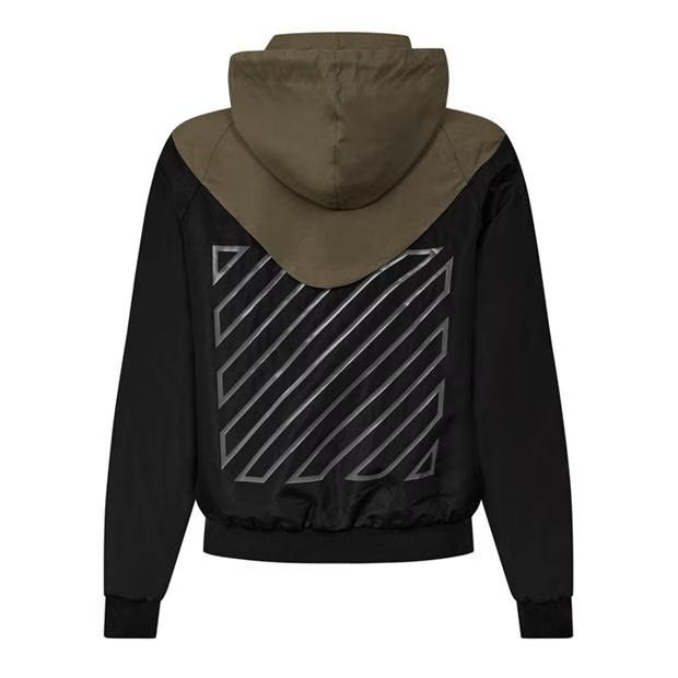 Off-White o1y0225 Bomber Hooded Jacket in Military Green/Black Size US XS / EU 42 / 0 - 2 Thumbnail