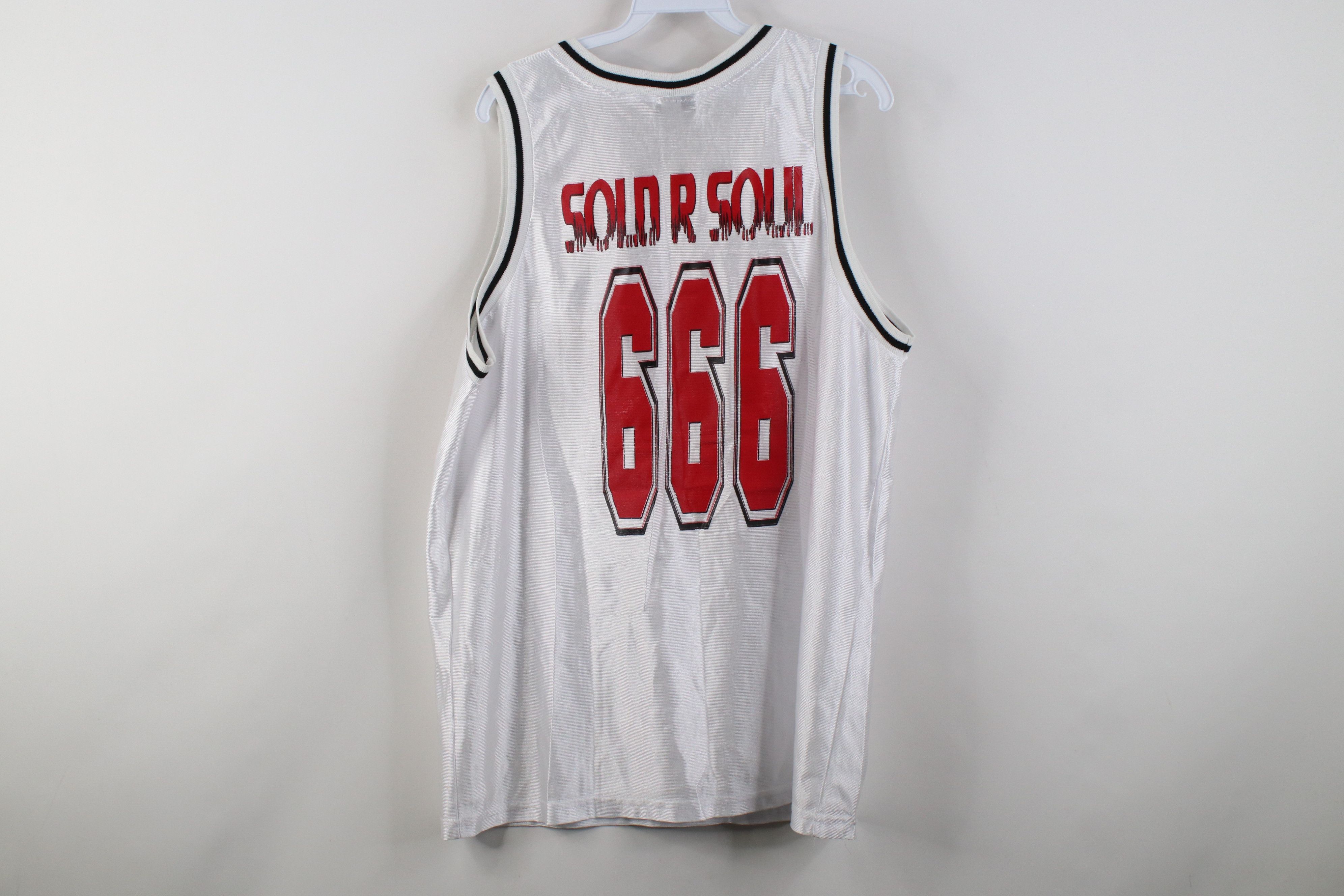 Vintage Vintage 90s Soul 666 Devil Satan Basketball Jersey White USA Size US L / EU 52-54 / 3 - 10 Thumbnail