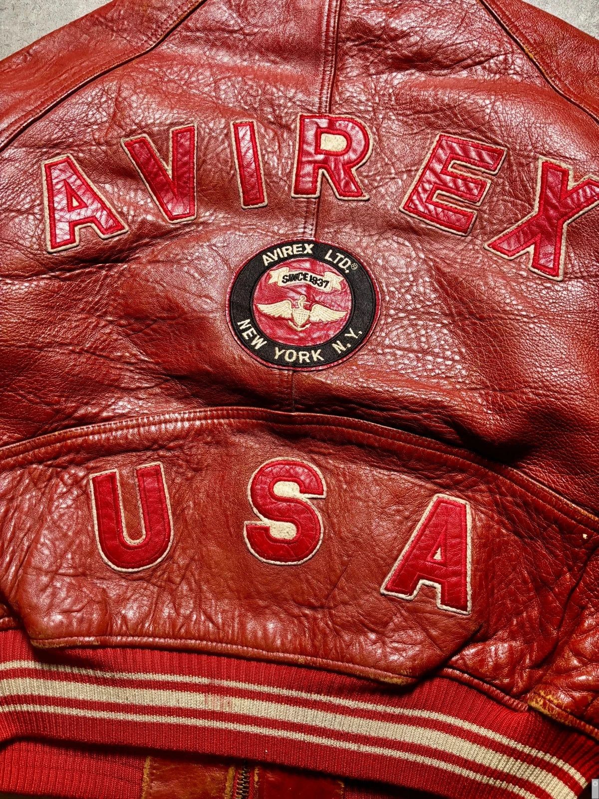 Avirex Veste en cuir Avirex USA – leather jacket - red varsity Size US S / EU 44-46 / 1 - 2 Thumbnail