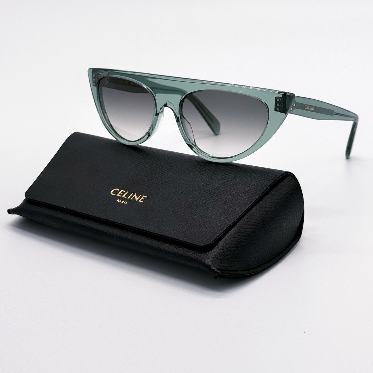 NEW Celine CL40059U 18N Shiny Rhodium Havana Green Women Cat Eye Sunglasses Celine NEW Celine CL40059U 18N Women Cat Eye Sunglasses  main image 2