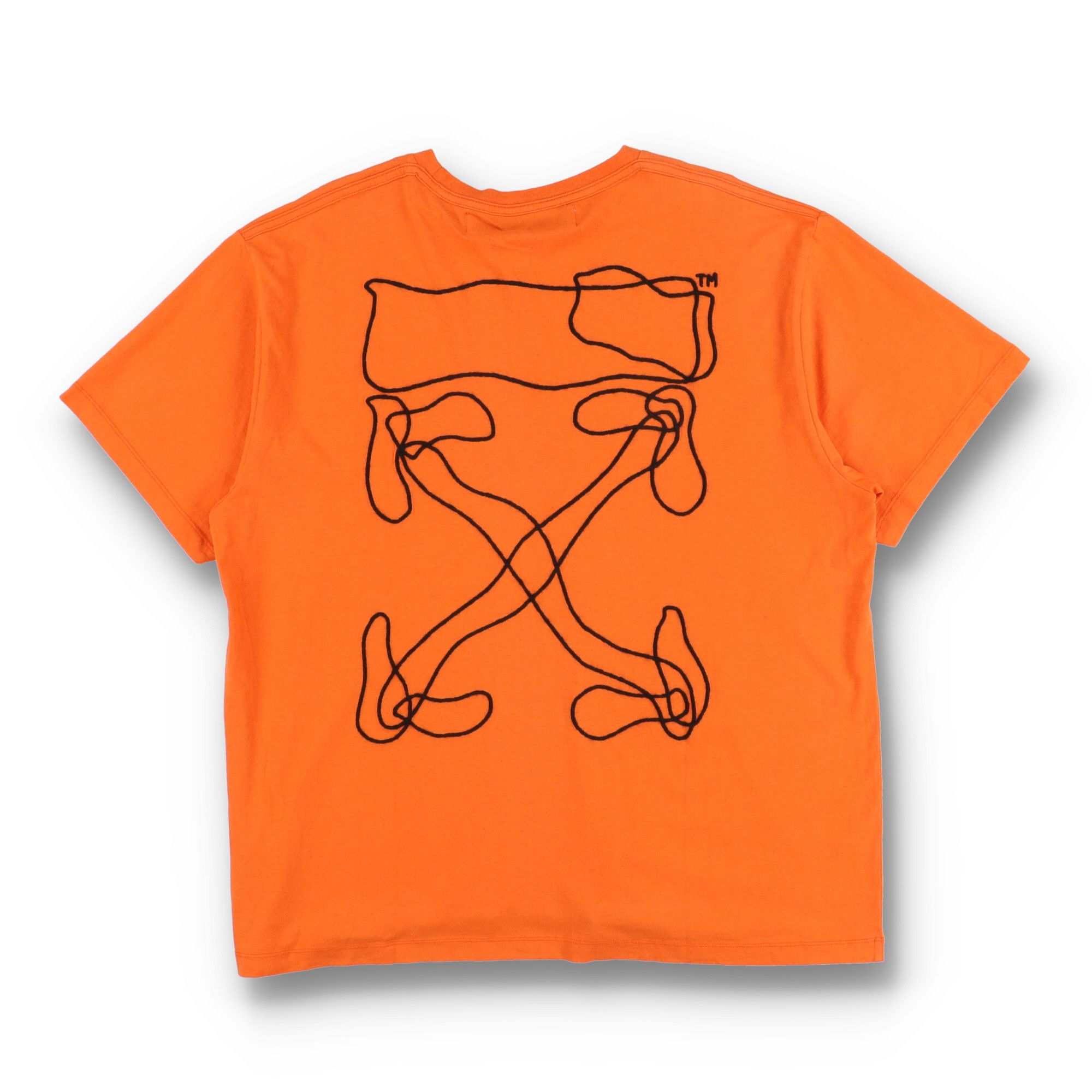 Orange Embroidered Scribble Arrows Oversized Logo T-Shirt