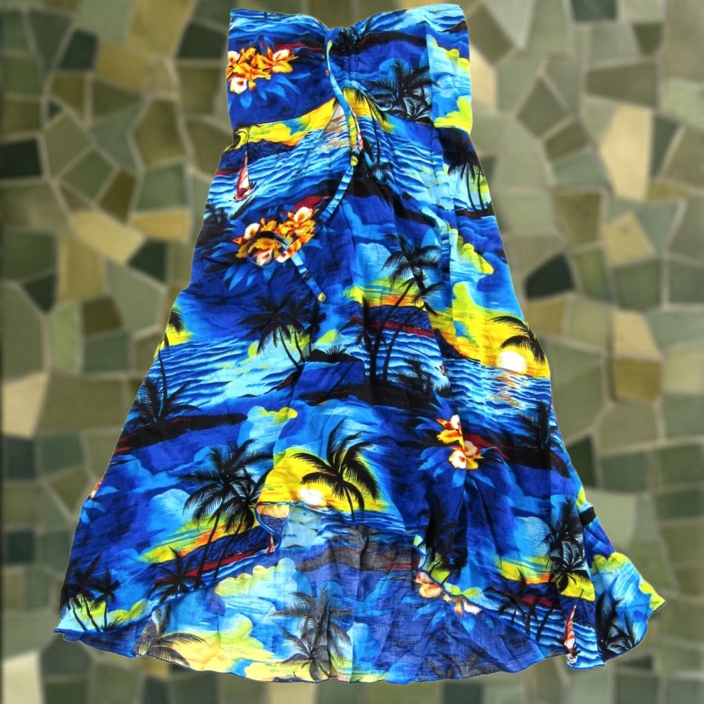 Vintage Sunny Island Hawaii Floral Strapless Short Sun Dress M Size 32" / US 10 / IT 46 - 1 Thumbnail