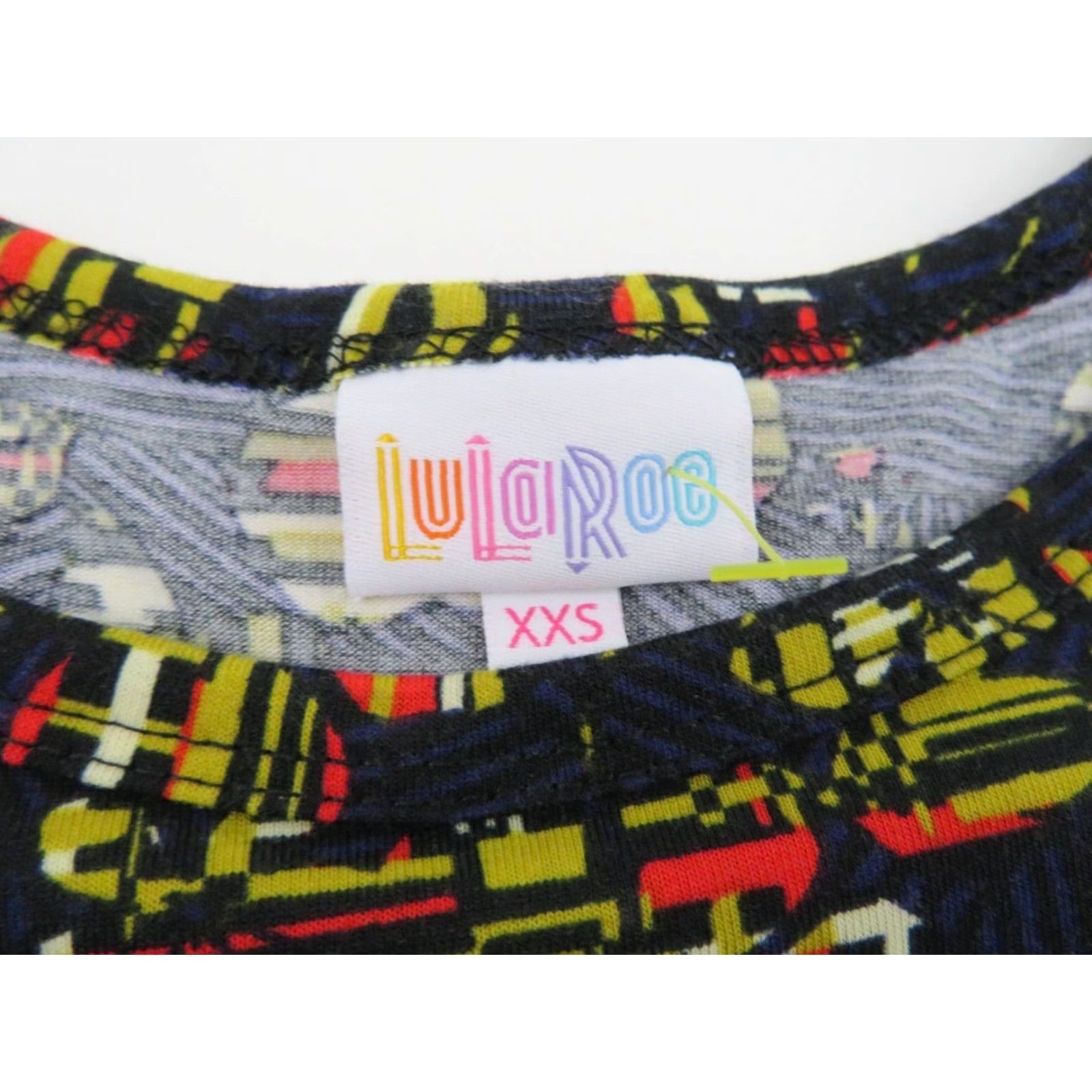 Vintage LuLaRoe Carly Dress 2XS Womens Floral Swing Dress Knee Length Black Purple Yellow Unicorn Stripe Size XXS / US 00 / IT 34 - 4 Thumbnail