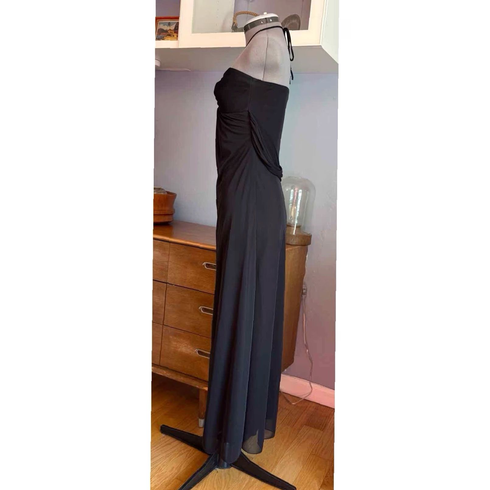 Vintage VINTAGE Rampage Maxi Dress Halter S Black Gothic 90s Y2K Formal Party/Cocktail Wedding Womens Gothic Dark Feminine S Size S / US 4 / IT 40 - 3 Thumbnail