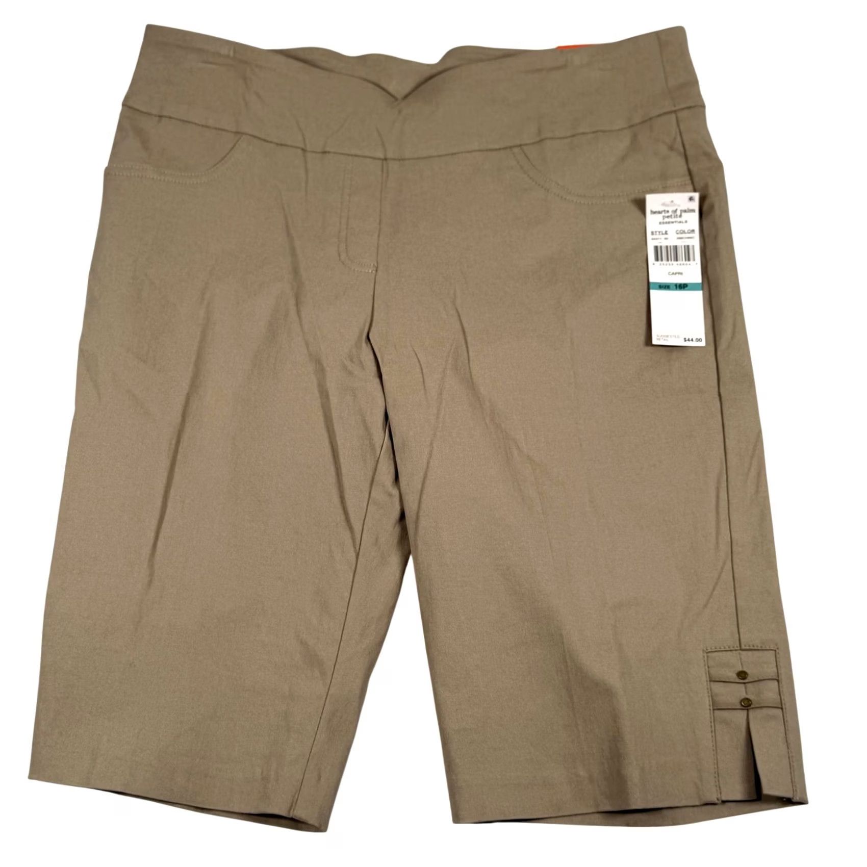 Vintage Hearts Of Palm Capri Pants Womens 16P Petite Beige Skimmer Pull On Stretch NWT Capris Slim Leg Size 38" / US 16 / IT 52 - 2 Thumbnail