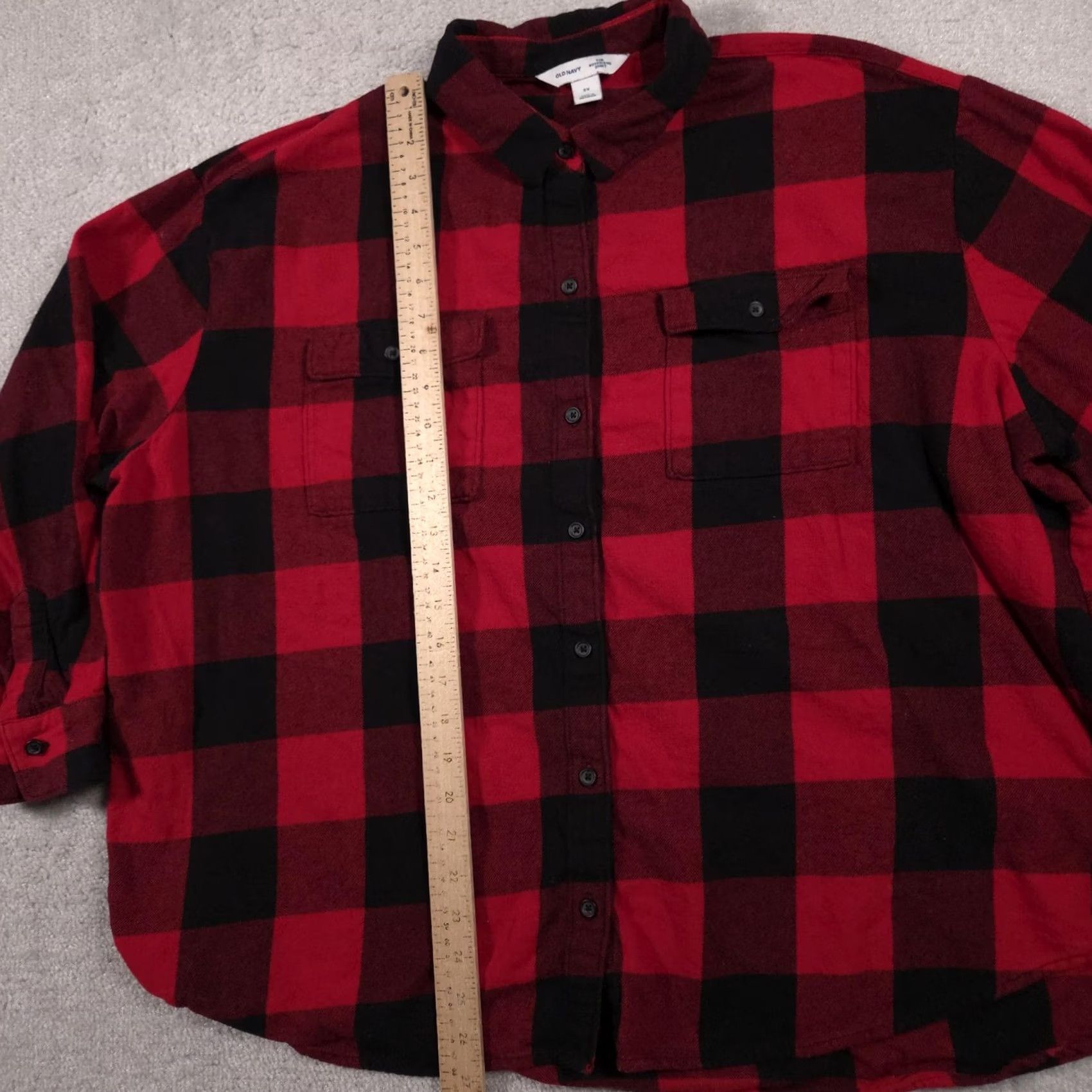 Old Navy VINTAGE Old Navy Shirt Womens 2X Red Black Buffalo Plaid Flannel Boyfriend Button Up Size XXL / US 16-18 / IT 52-54 - 6 Thumbnail