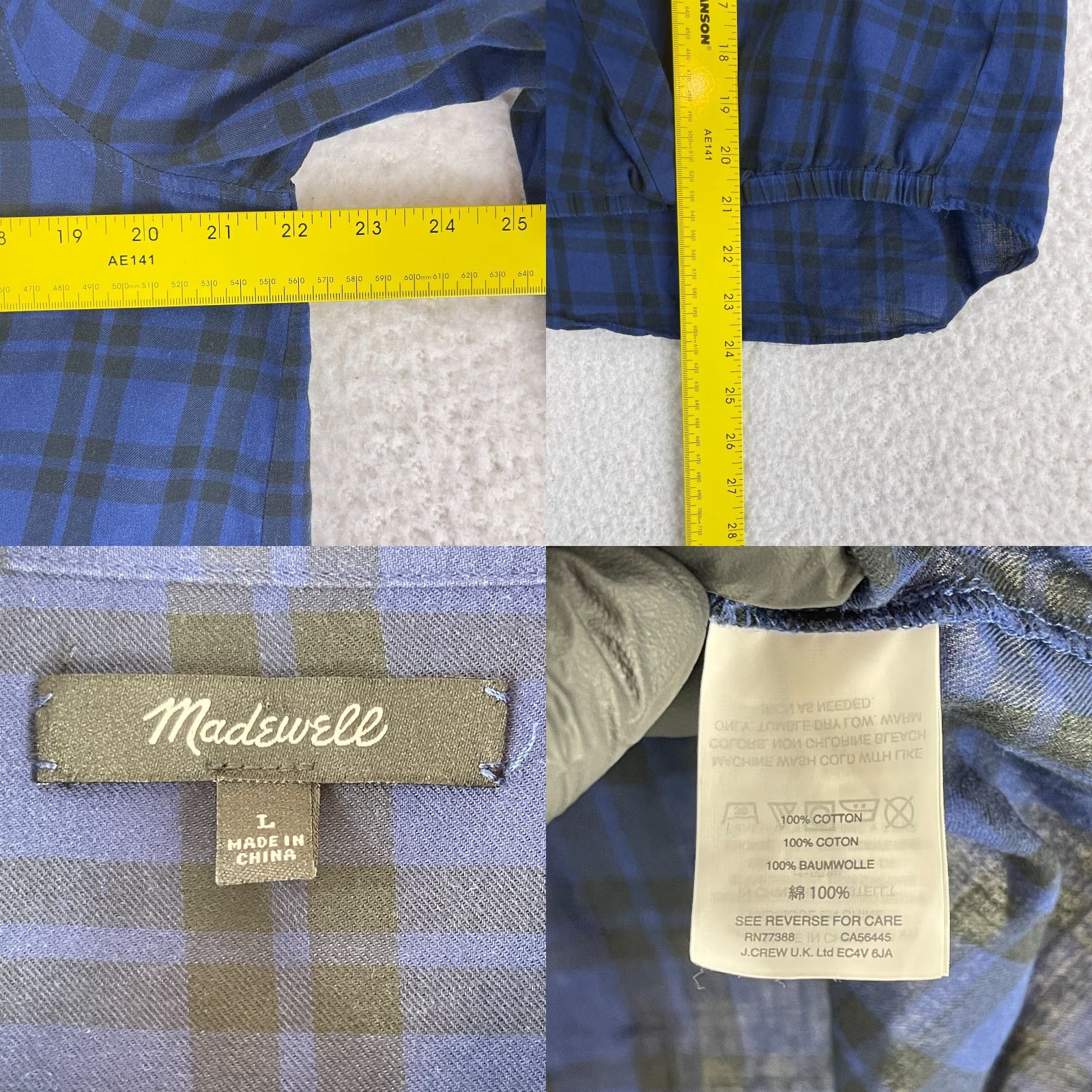 Madewell Madewell Blue Arion Plaid Wrap-Front Shirt Womens Large Long Sleeve Button-Up Size L / US 10 / IT 46 - 8 Thumbnail