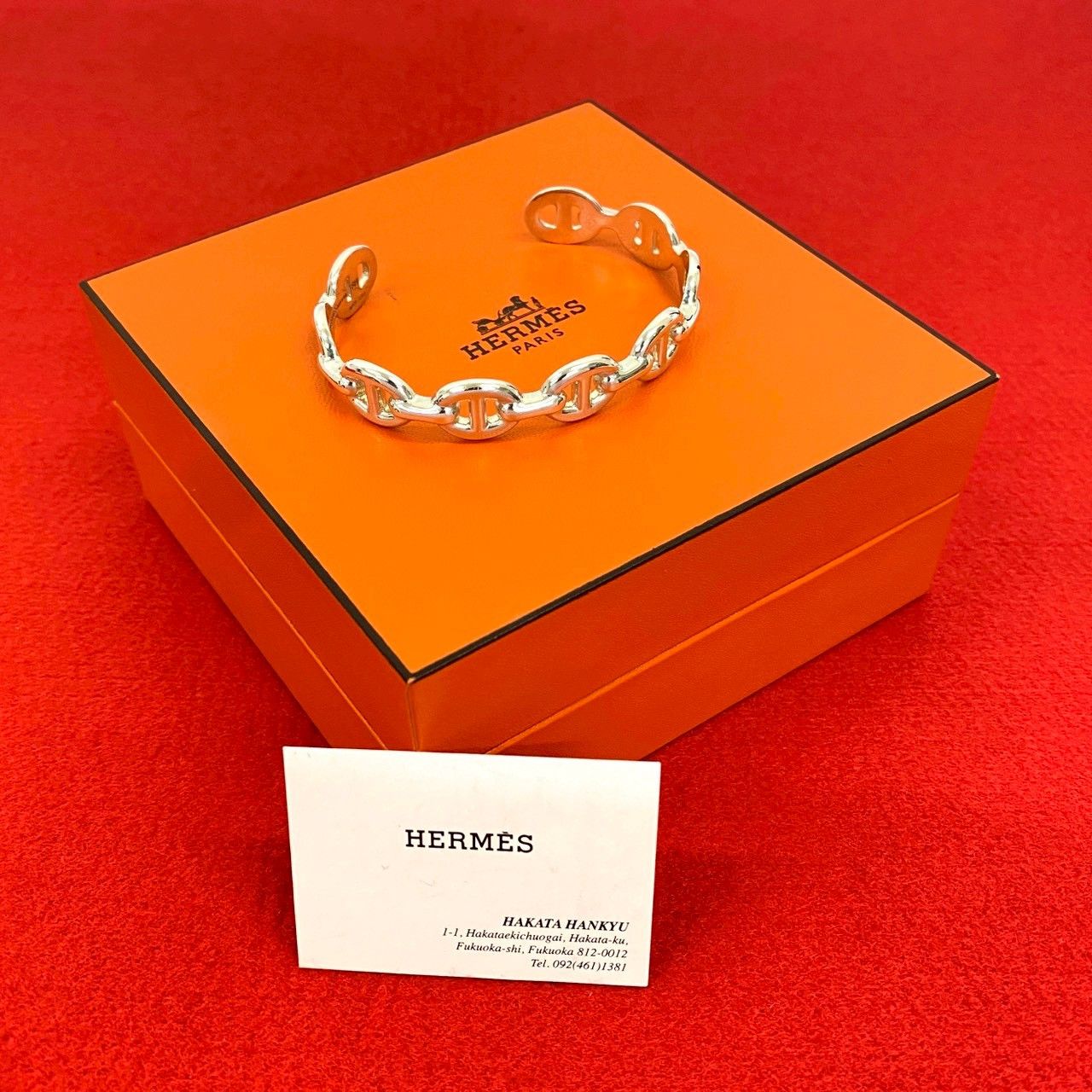 Hermes Hermes Hermès Anchaine Silver 925 Bracelet Metal Bangle DUTY FREE for USA Size ONE SIZE - 1 Thumbnail