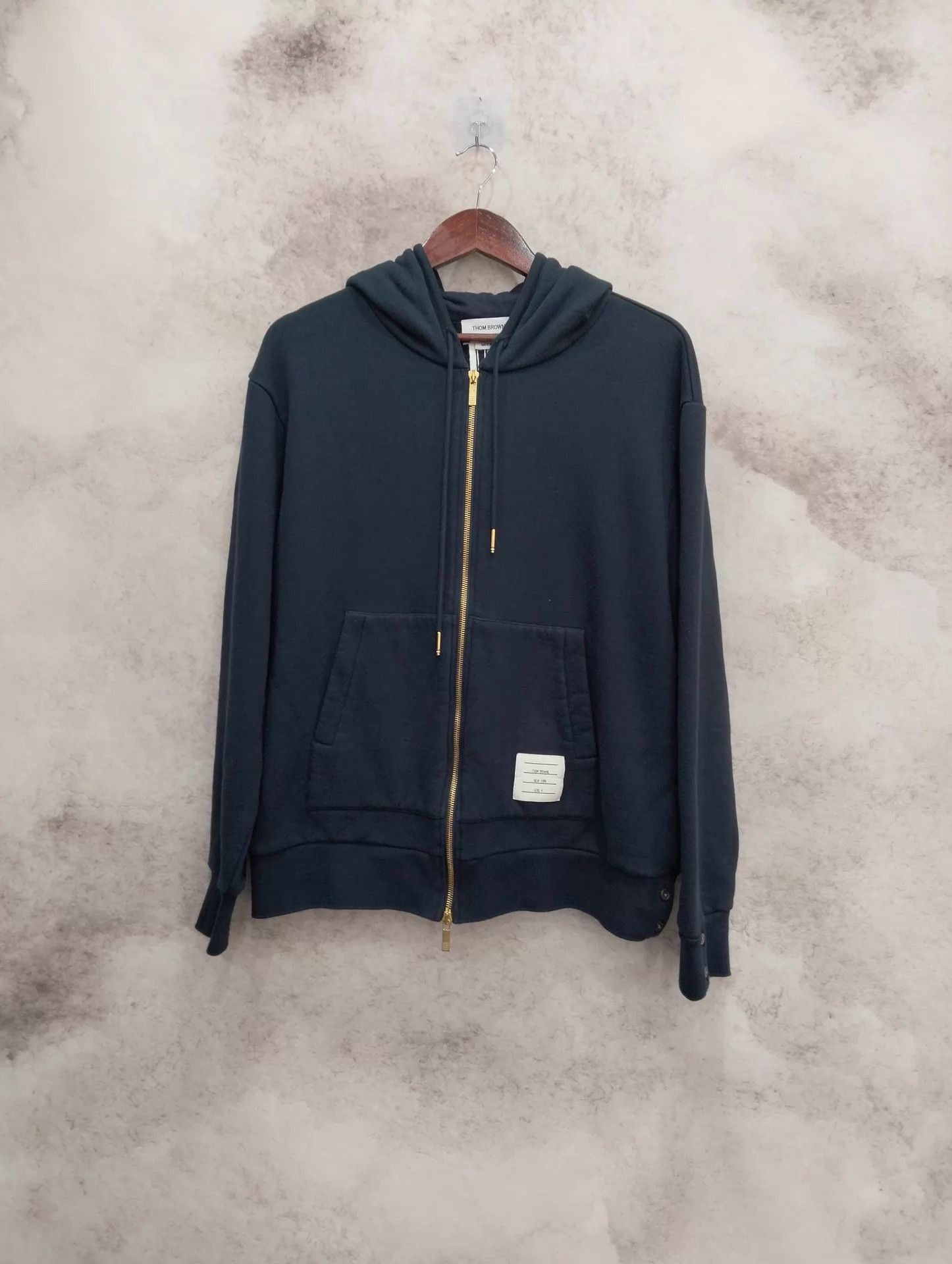 Thom Browne Blue Zip-Up Hoodie with Front Pocket Size US XL / EU 56 / 4 - 1 Thumbnail