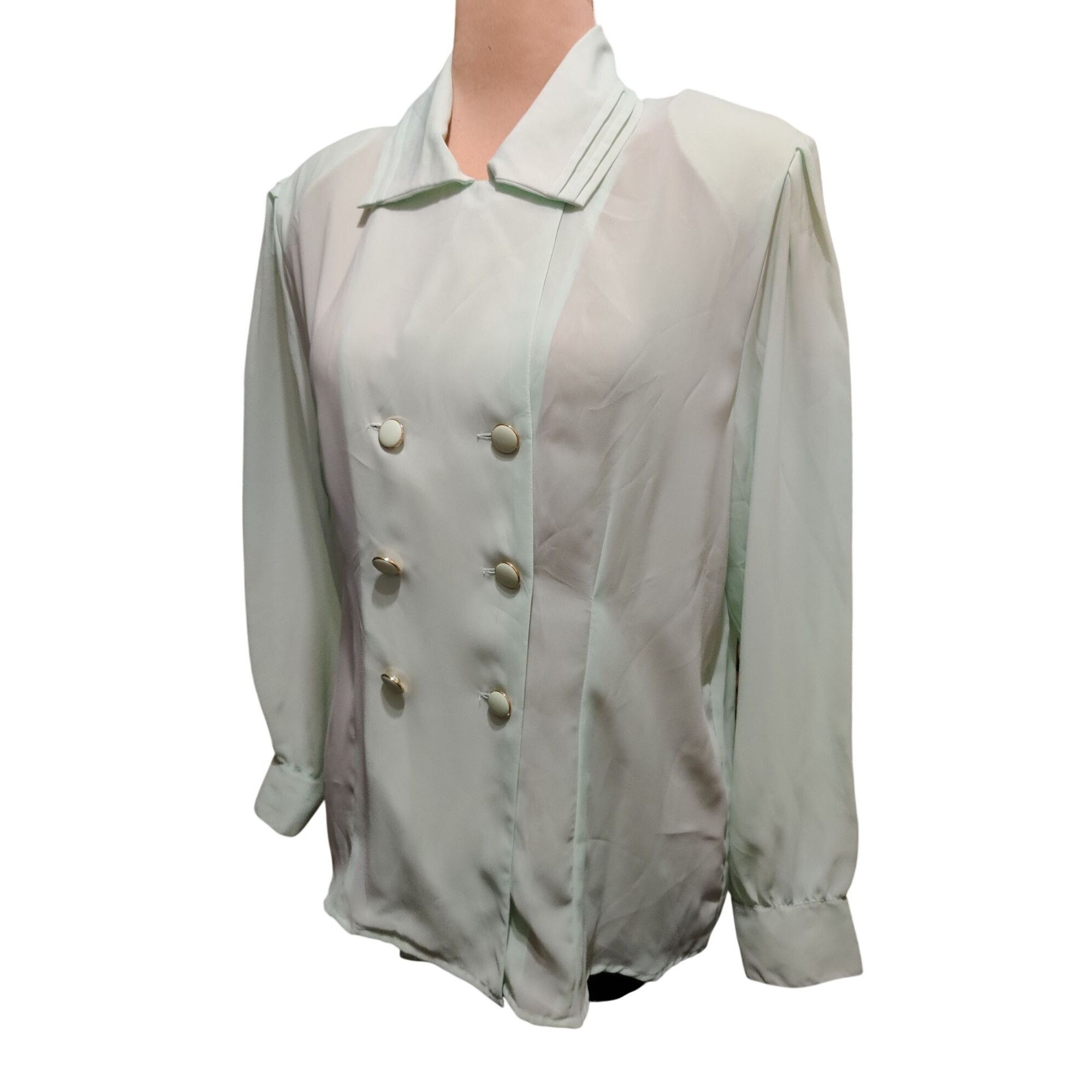 Vintage Vintage Plus Size 18 Mint Green Blouse Double Breasted Butto Size XXL / US 16-18 / IT 52-54 - 14 Thumbnail