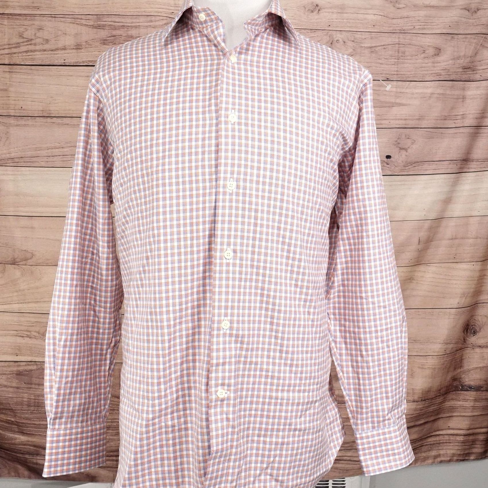 David Donahue David Donahue Dress Shirt Mens 16.5 34/35 Regular Check Cotton Shirt Size 46R - 3 Thumbnail