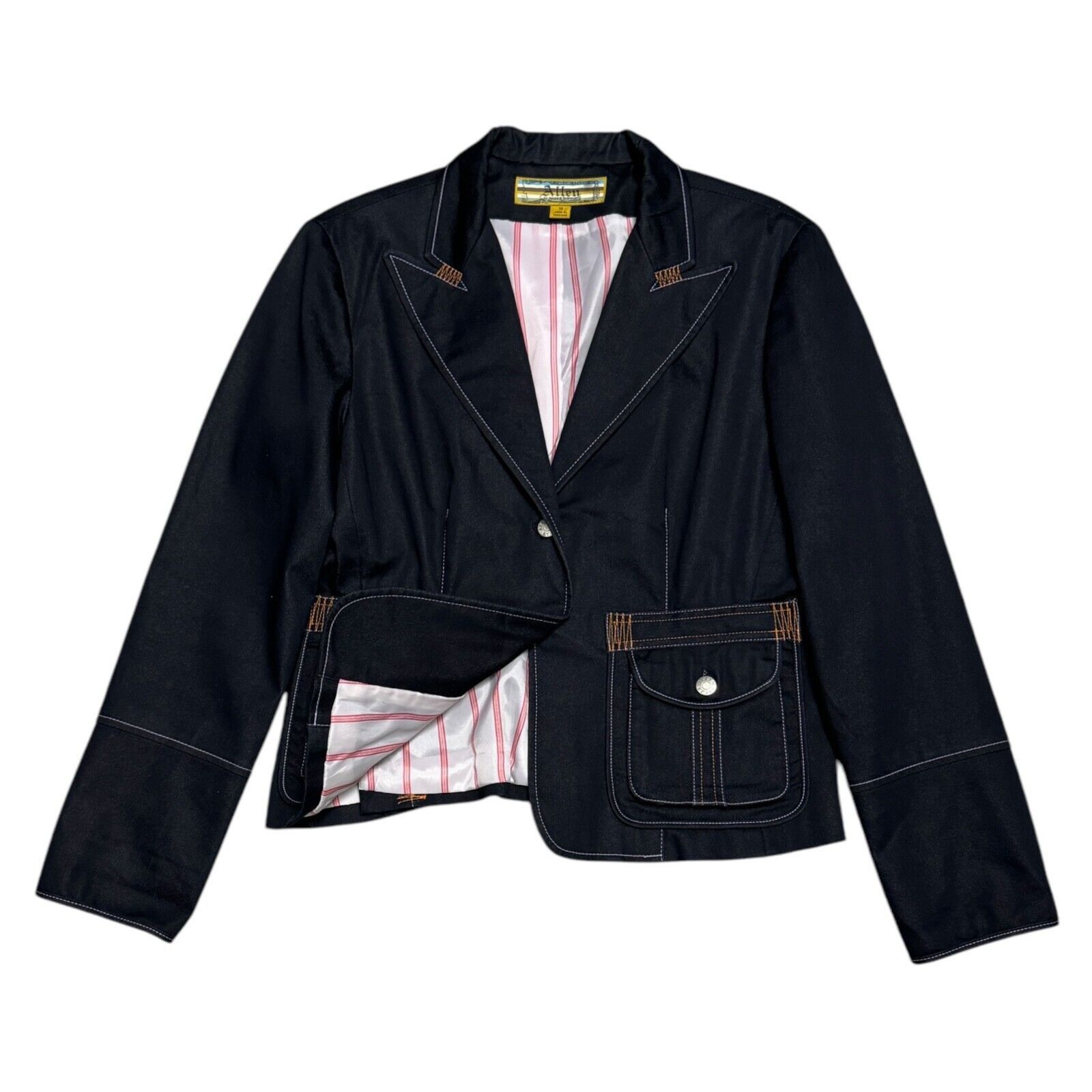 Designer Allen B. Schwartz Luxury Designer Denim Blazer Jacket Size L / US 10 / IT 46 - 1 Thumbnail