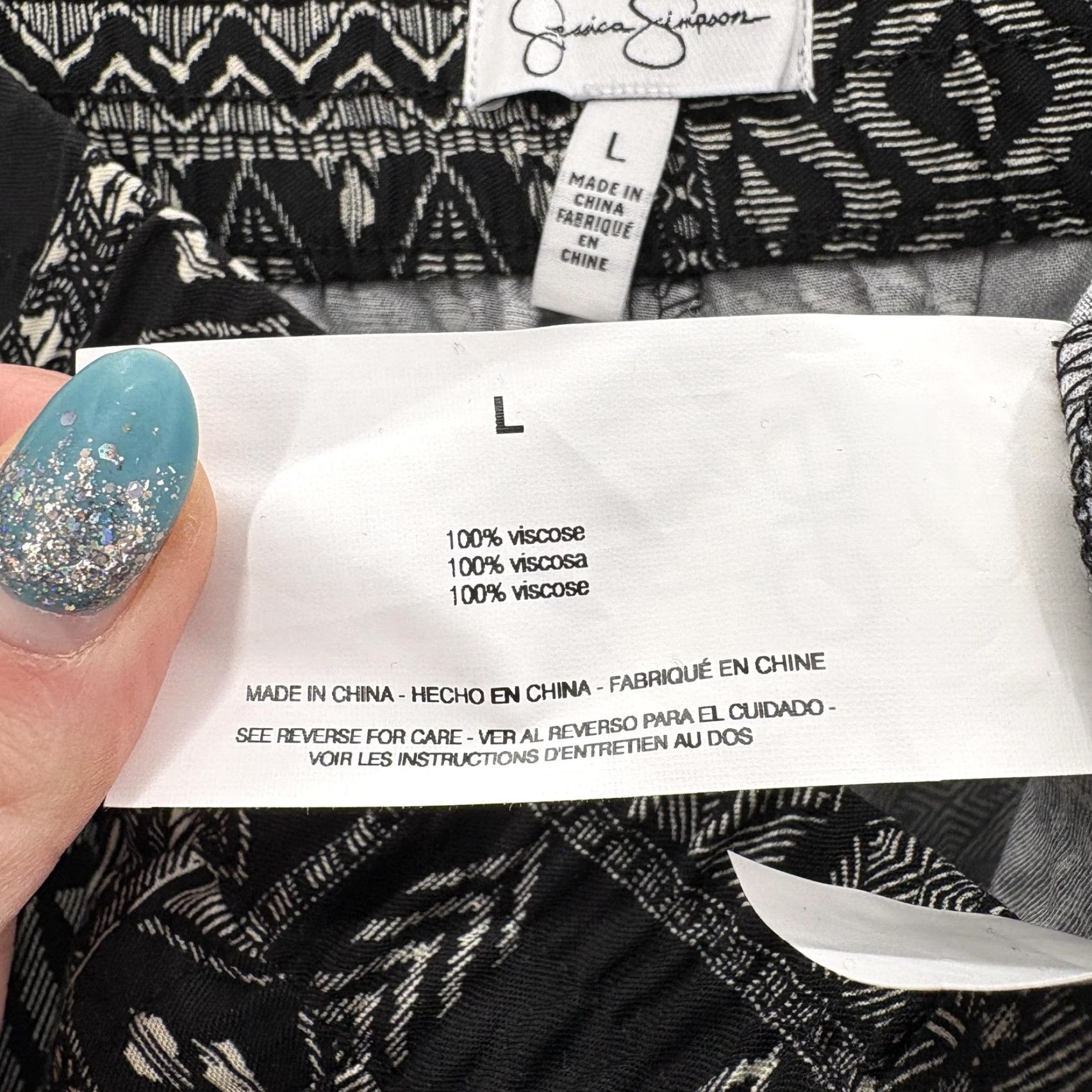 Jessica Simpson Jessica Simpson Pants Womens Large Black Tribal Geometric Pull On Ankle NWT Size 36" / US 14 / IT 50 - 7 Thumbnail