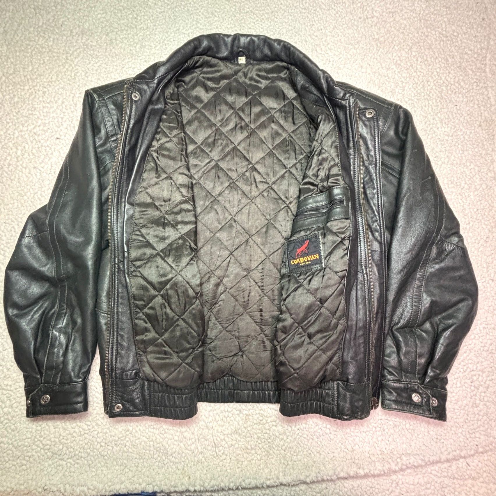 Vintage VINTAGE Cordovan Montreal Jacket Mens M Black Leather Quilted Lined 90s Biker Size US M / EU 48-50 / 2 - 2 Thumbnail