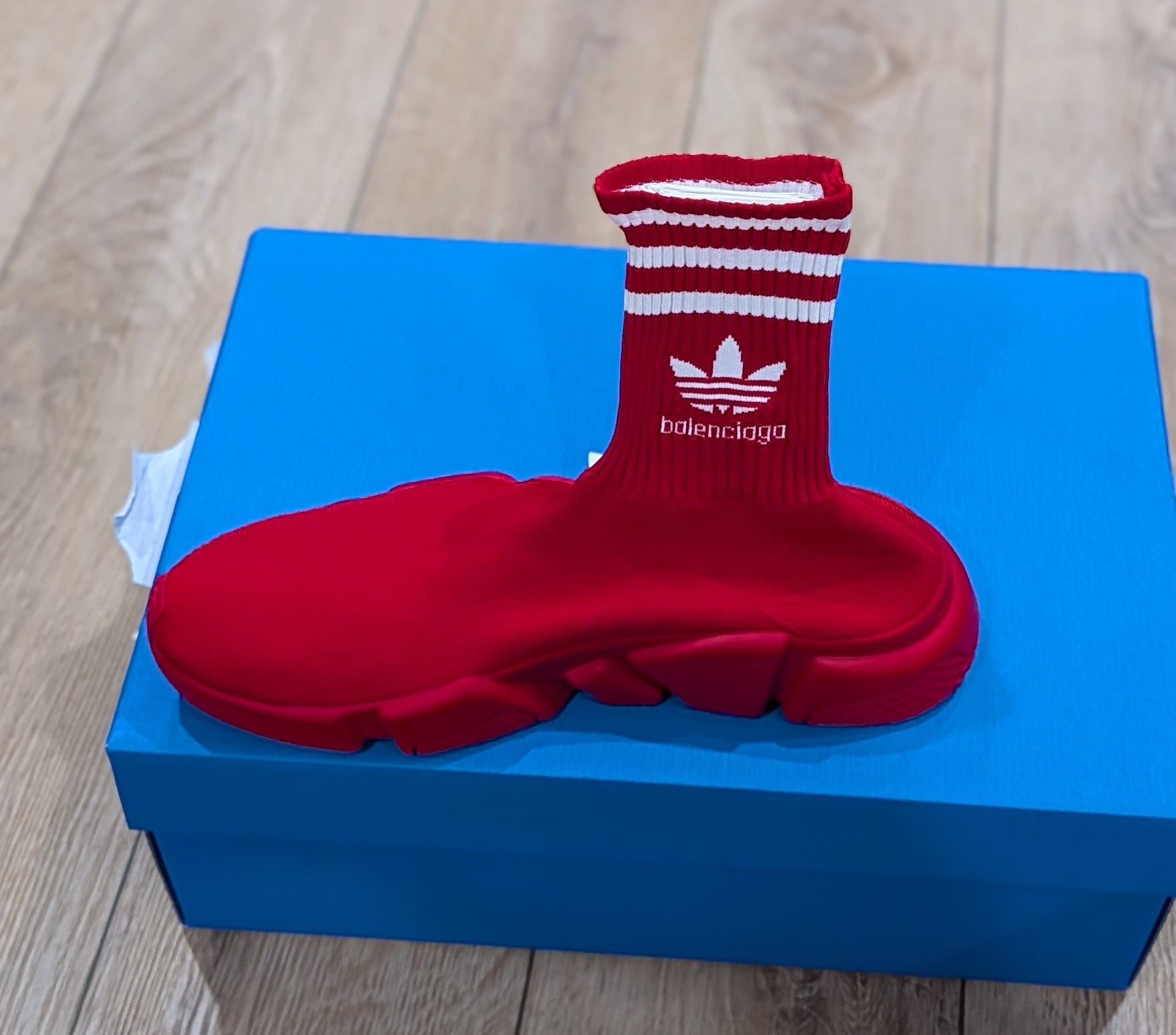 Adidas × Balenciaga Balenciaga x Adidas Speed Knit Sock Sneakers Red 43 US 10 Size US 10 / EU 43 - 3 Thumbnail