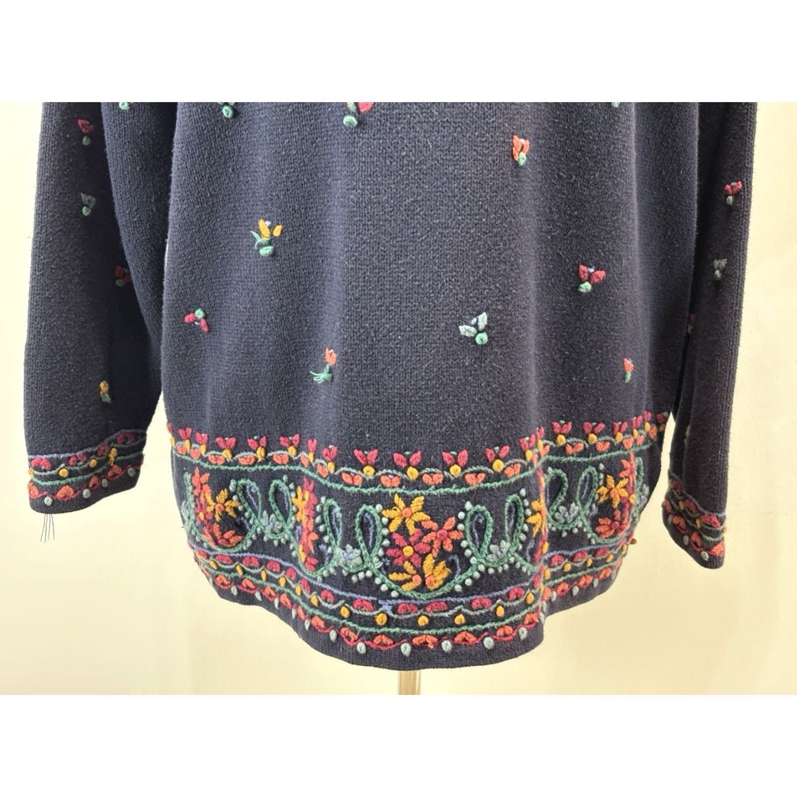 Vintage VINTAGE Tulchan Knit Tunic Sweater L Women’s Blue Cotton Oversized Floral Knit Long Sleeve Casual Fall Winter Womens Size L / US 10 / IT 46 - 6 Thumbnail