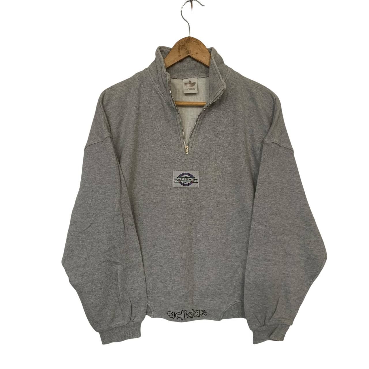 Adidas × Vintage Vintage Adidas Half Zip Jumper 90s Streetwear Grey Medium Size US M / EU 48-50 / 2 - 1 Thumbnail