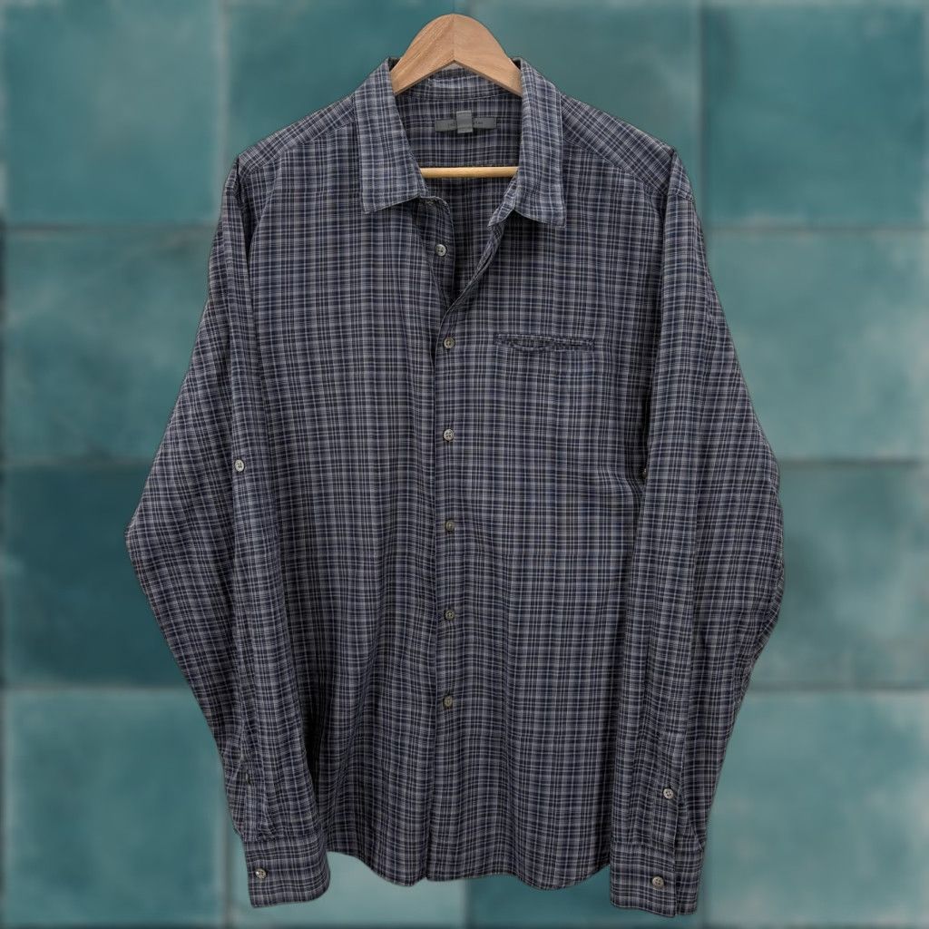 John Varvatos John Varvatos Shirt Mens XL Blue Gray Plaid Button Front Long Sleeve Cotton Size US XL / EU 56 / 4 - 1 Thumbnail