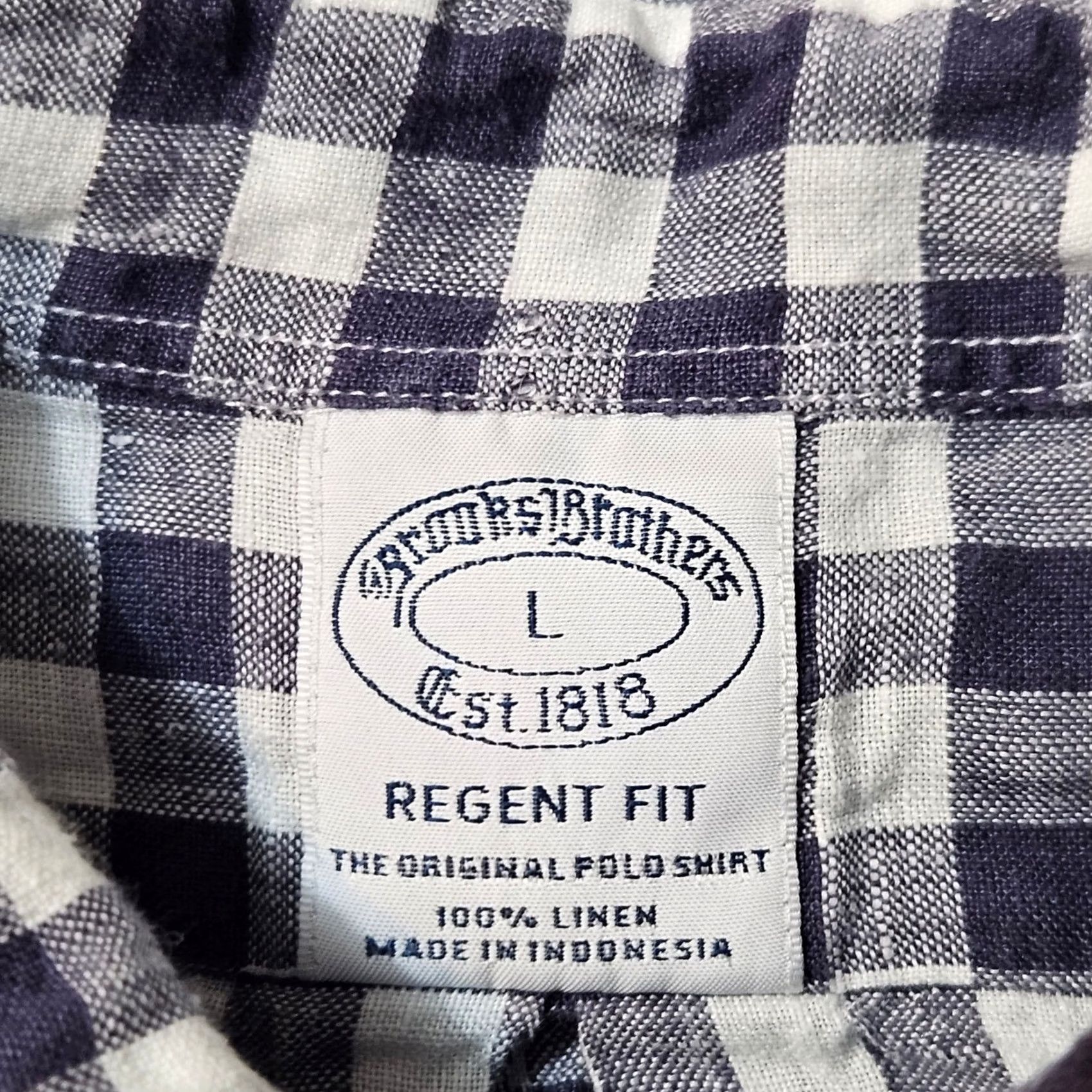 Brooks Brothers Brooks Brothers Regent Baird McNutt Linen Shirt Mens Large Blue Check Button Size US L / EU 52-54 / 3 - 3 Thumbnail