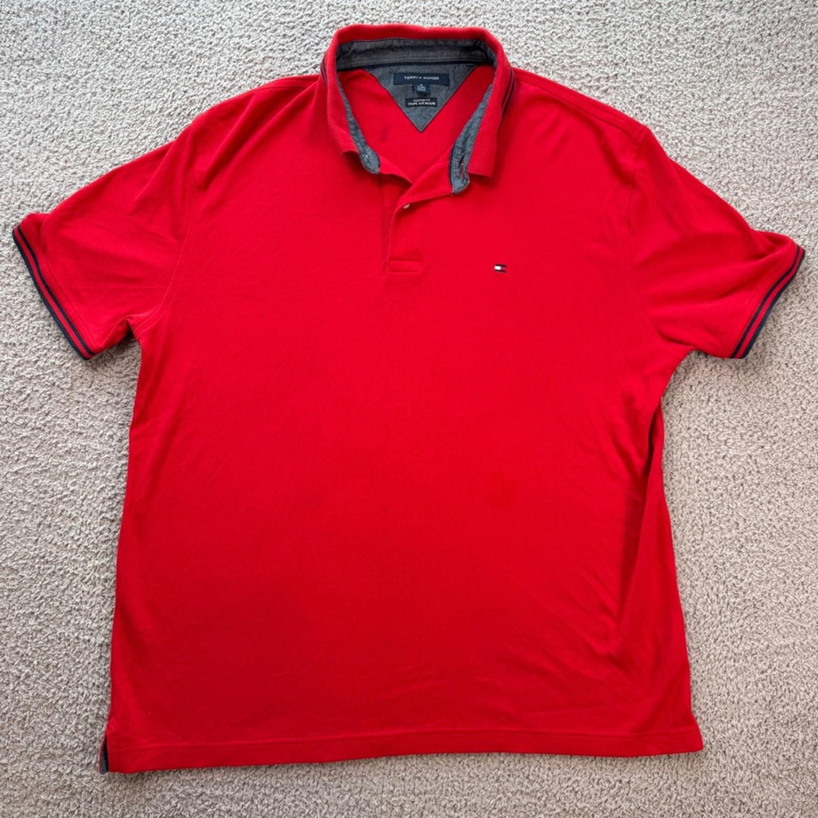 Tommy Hilfiger Tommy Hilfiger Men XL Red Custom Fit Short Sleeve Polo Shirt Size US XL / EU 56 / 4 - 1 Thumbnail