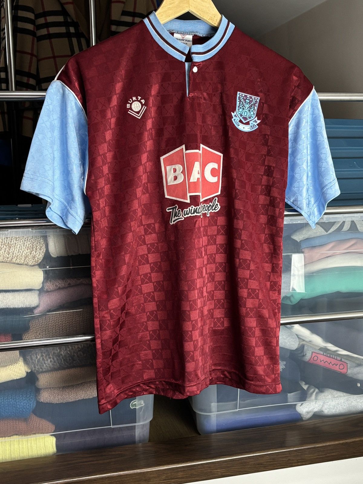 Vintage Archive 1990/91 West Ham United Soccer Jersey Vintage Bukta Size US S / EU 44-46 / 1 - 2 Thumbnail