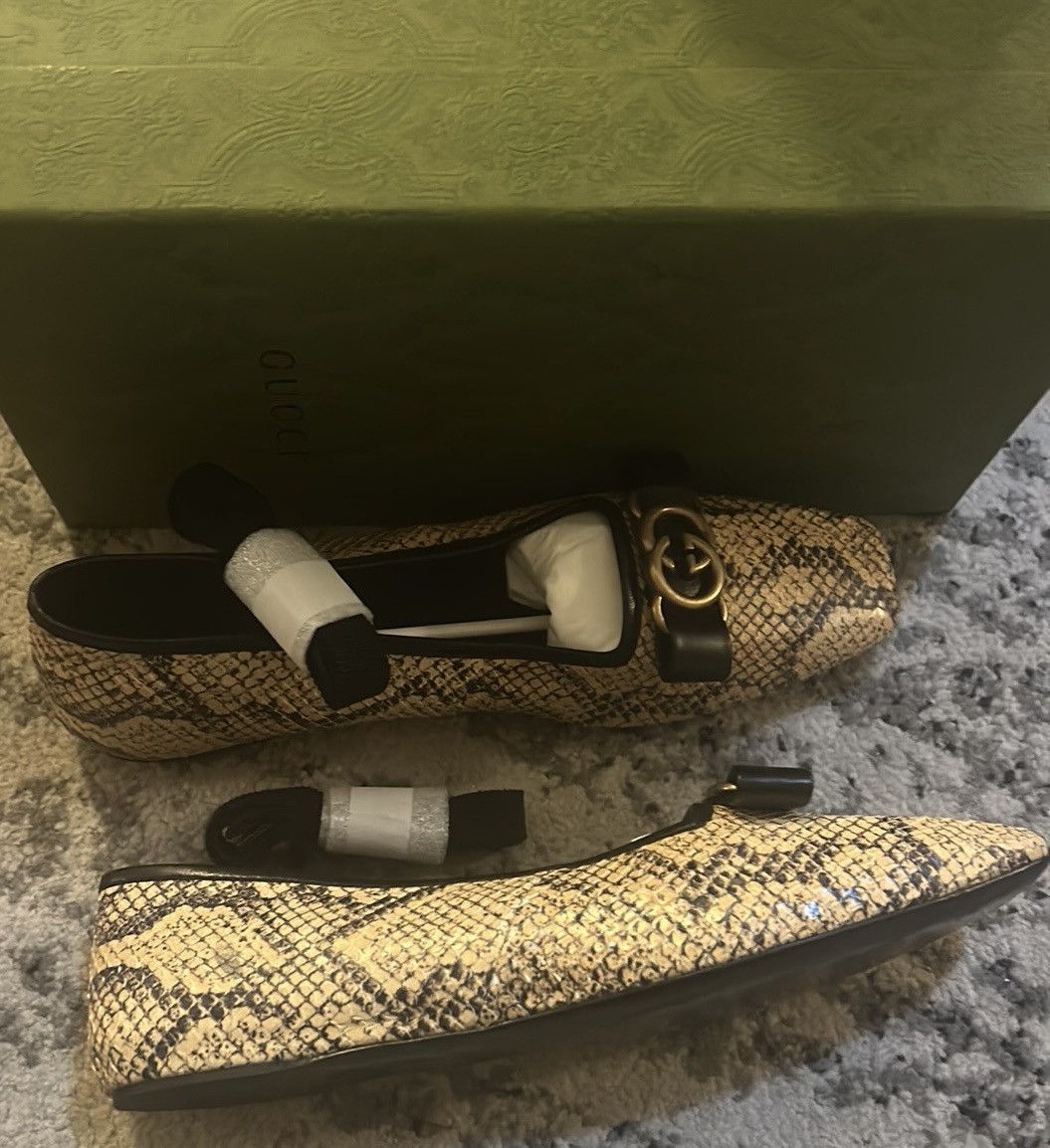 Gucci Gucci Evi Snakeskin Phyton Ballet Flats Size US 10.5 / IT 40.5 - 3 Thumbnail