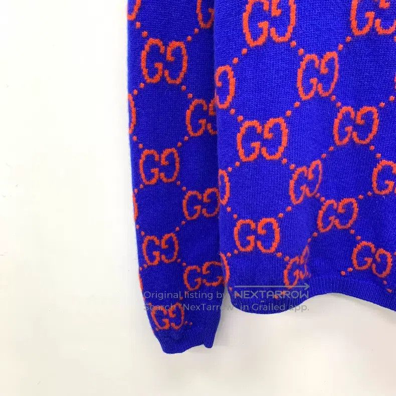 Gucci Gucci 22 dark blue logo jacquard full-print wool round-nec Size US M / EU 48-50 / 2 - 4 Thumbnail