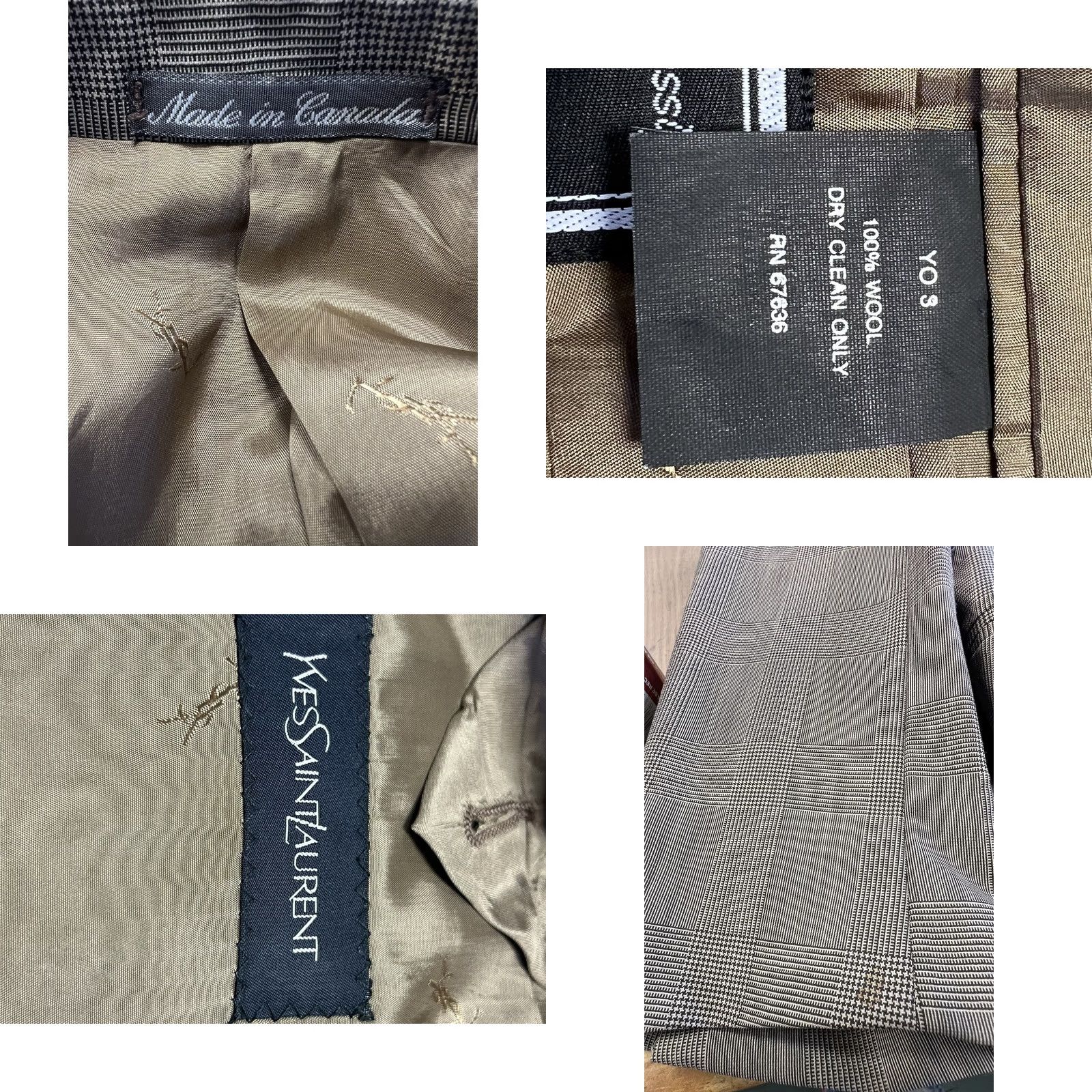 Yves Saint Laurent VINTAGE Yves Saint Laurent Blazer Wool Houndstooth Brown XL Mens Size 46R - 8 Thumbnail