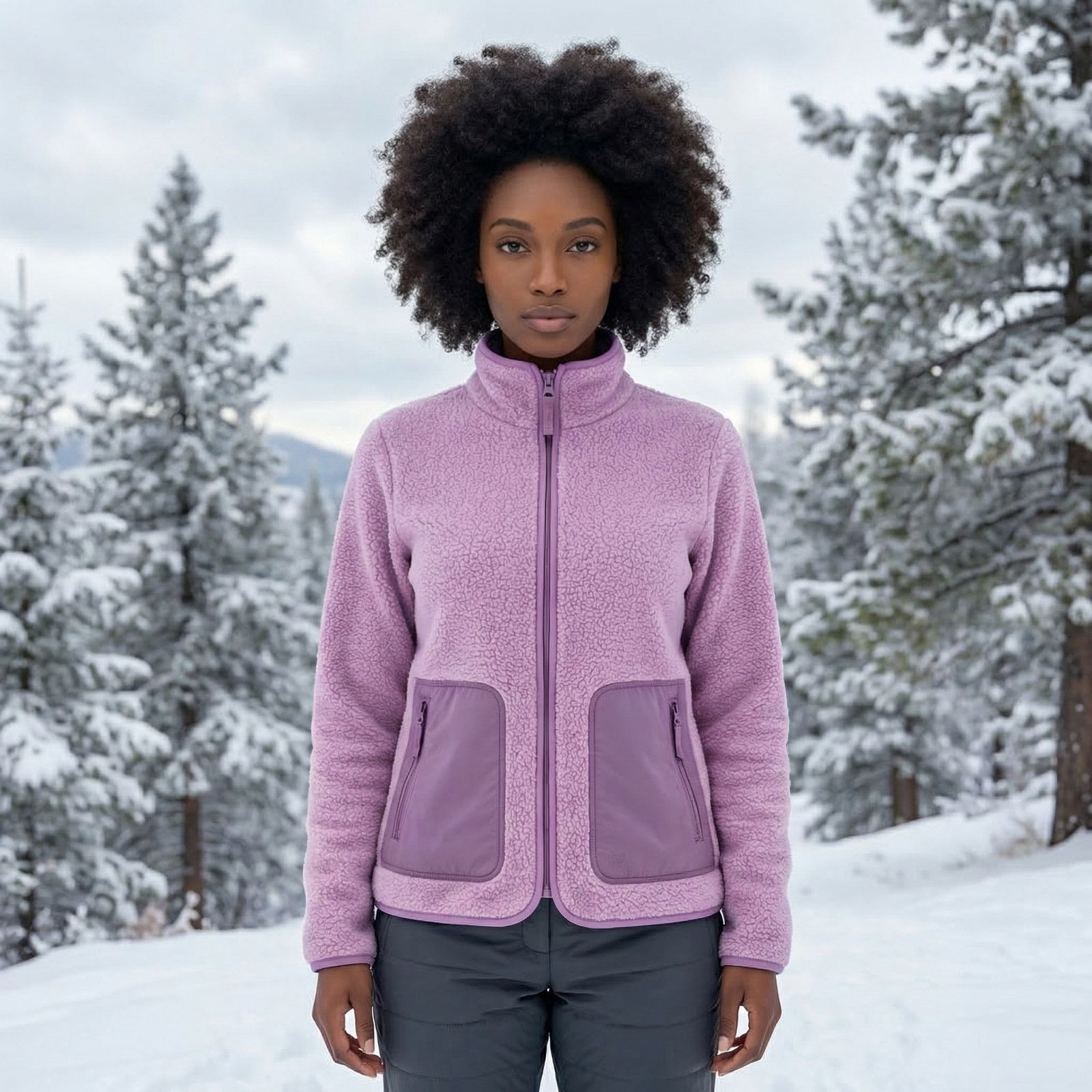 Talbots T by Talbots Petite P High-Low Sherpa Jacket Purple Fleece Size XS / US 0-2 / IT 36-38 - 1 Thumbnail