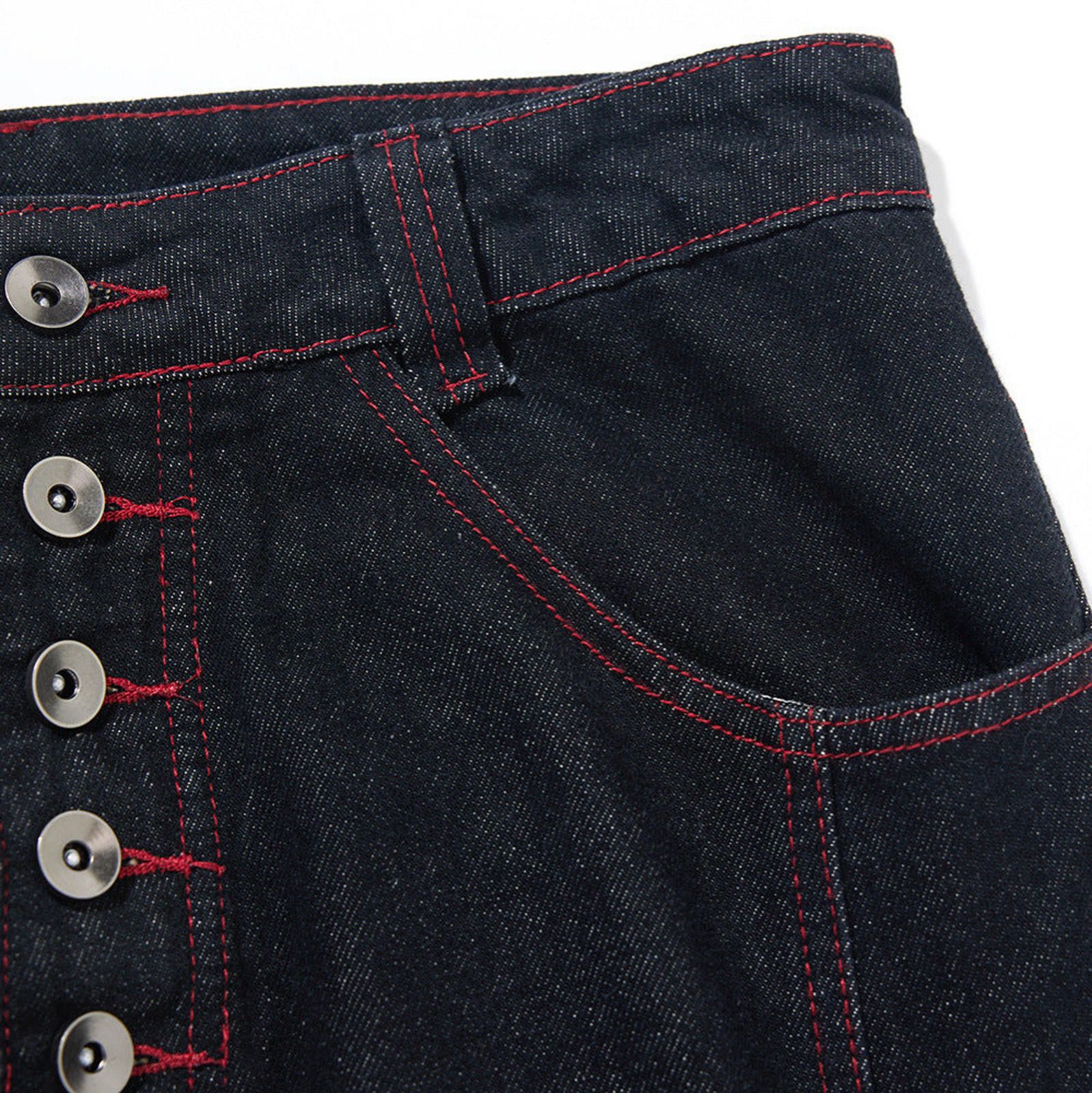 Japanese Brand Black Wide Leg Denim Jeans, Button Fly Jeans Size US 30 / EU 46 - 4 Thumbnail