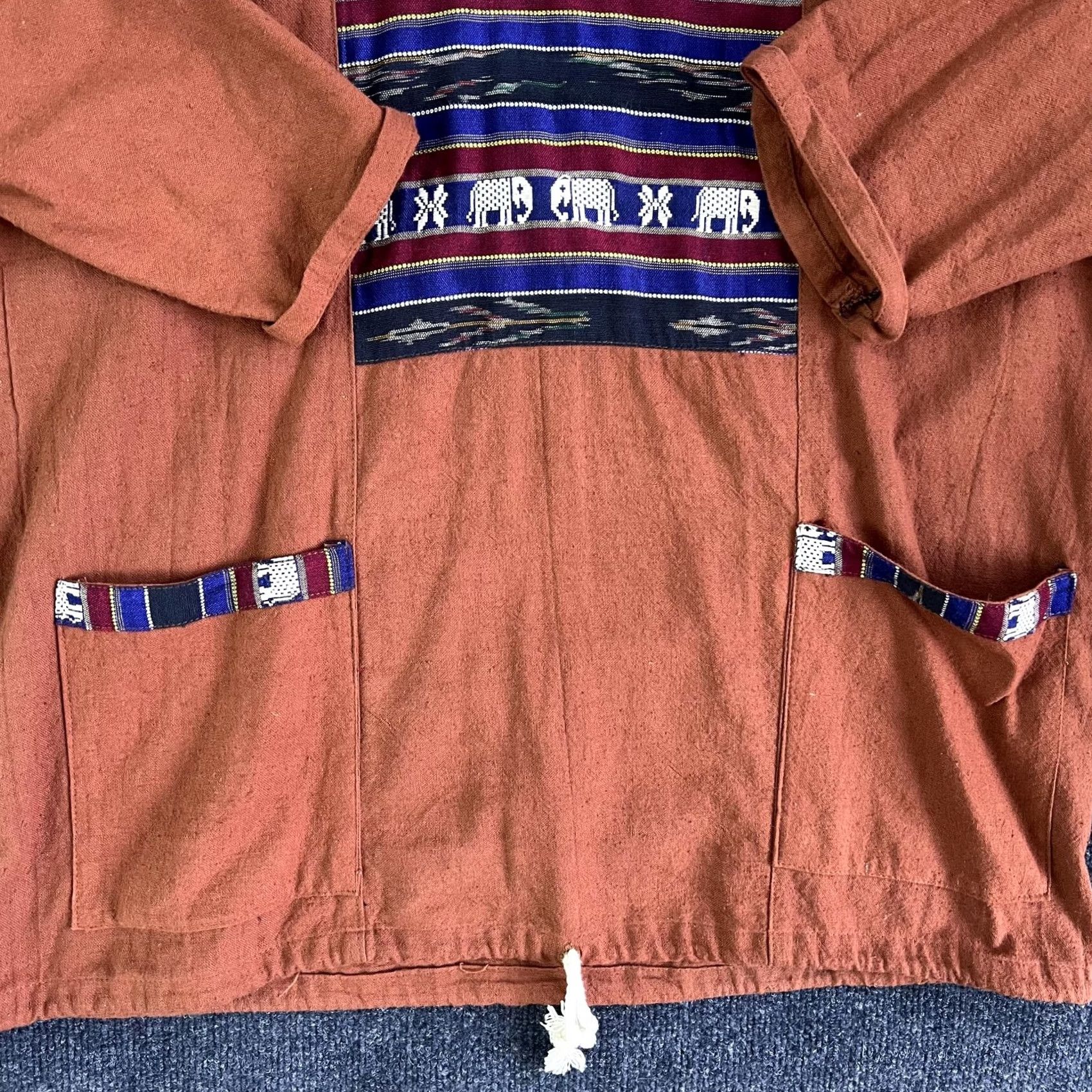 Vintage VINTAGE Elephant Print Hoodie Mens 2XL Brown Boho Pullover Cotton Thailand Pockets Size US XXL / EU 58 / 5 - 2 Thumbnail