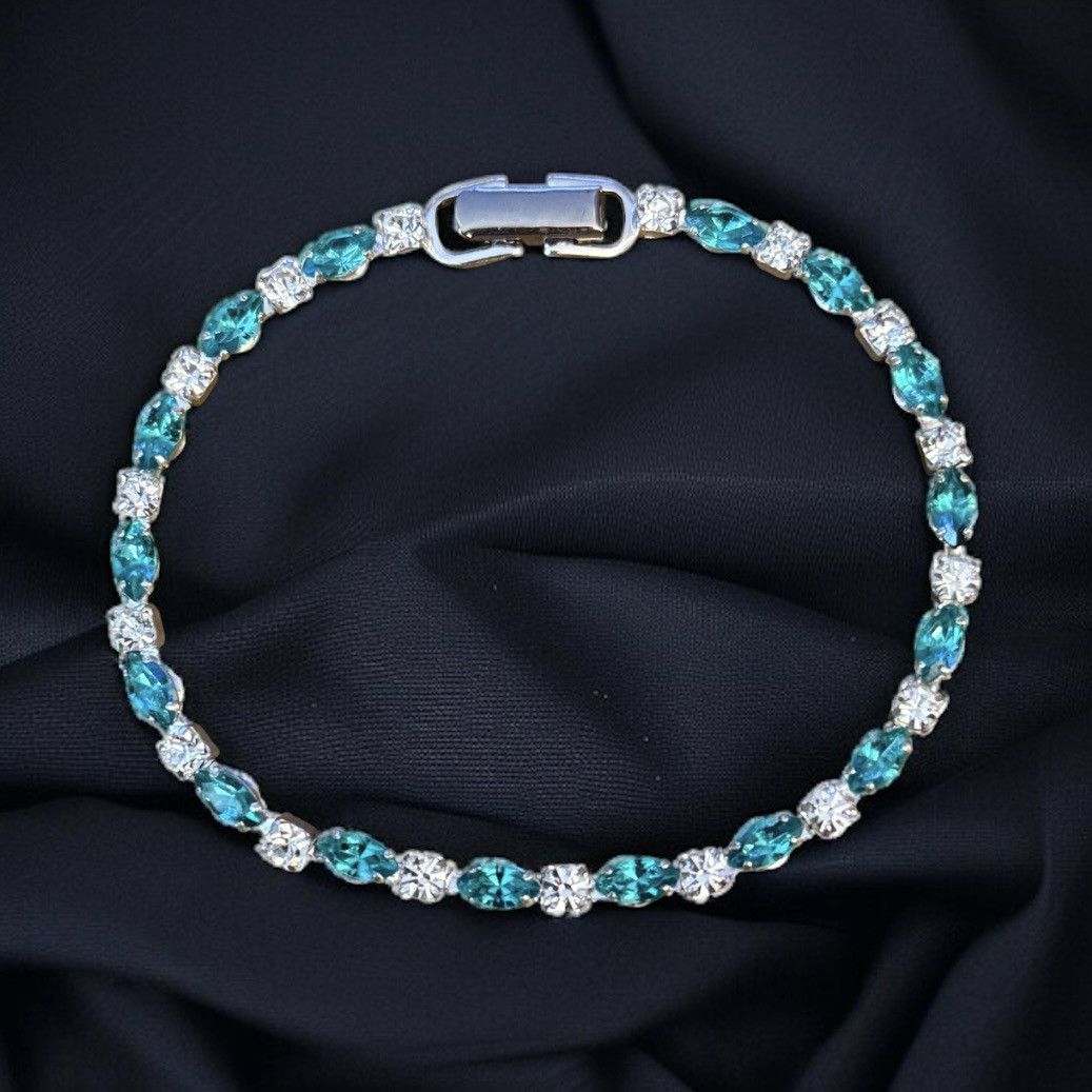 Other Silver tone teal and clear tennis bracelet Size ONE SIZE - 1 Thumbnail