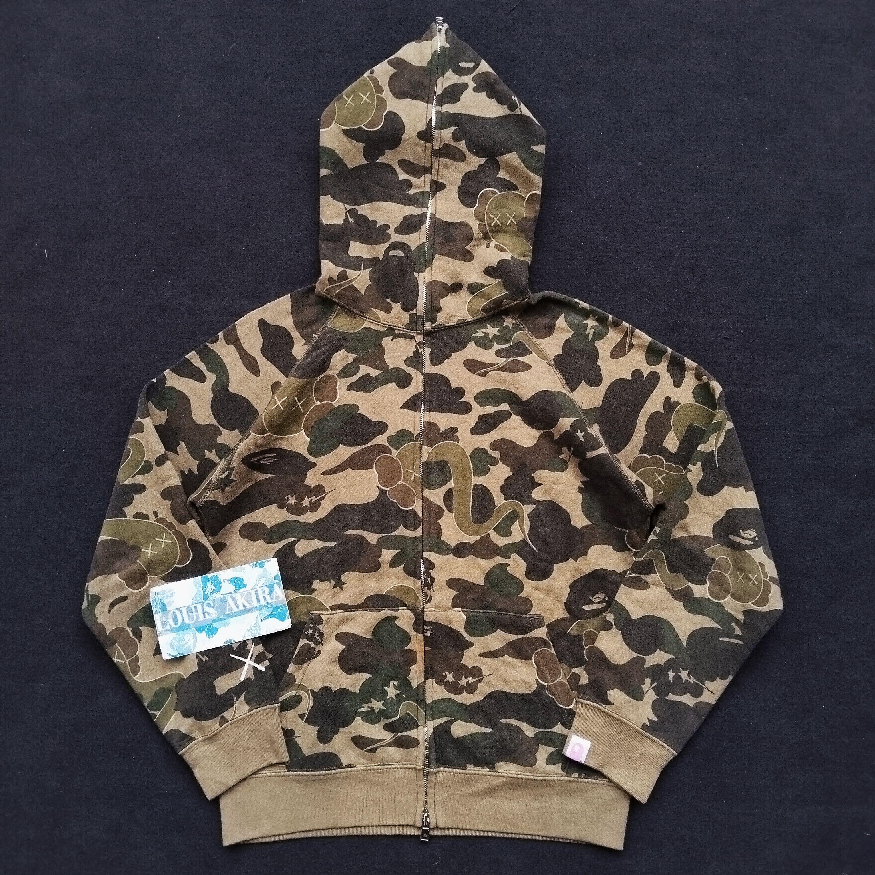 2006 Exclusive Bape x Kaws Camo Full Zip Hoodie