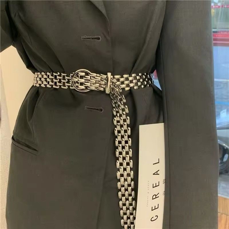 Japanese Brand × Vintage Elegant Silver Metal Chain Strap Pin Buckle Belt Size ONE SIZE - 1 Thumbnail