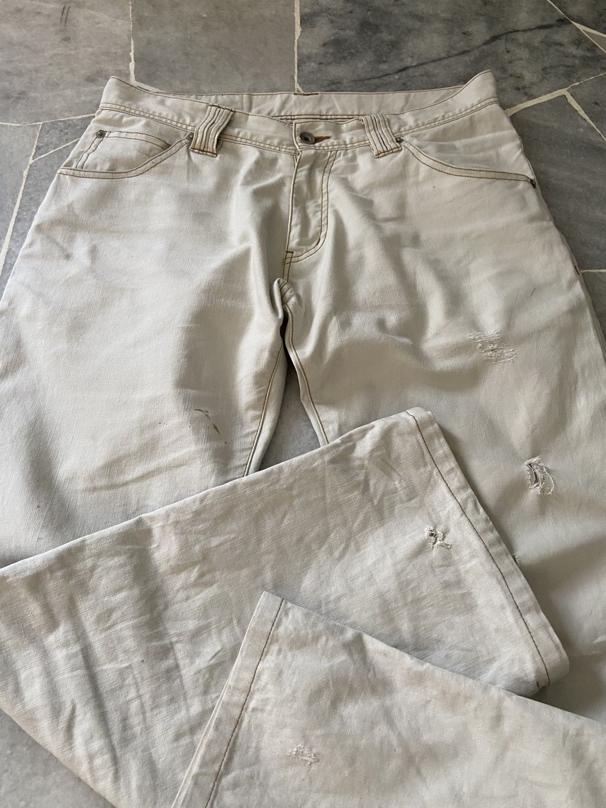 Issey Miyake Tete Homme White Linen Trouser Pants Size US 32 / EU 48 - 6 Thumbnail