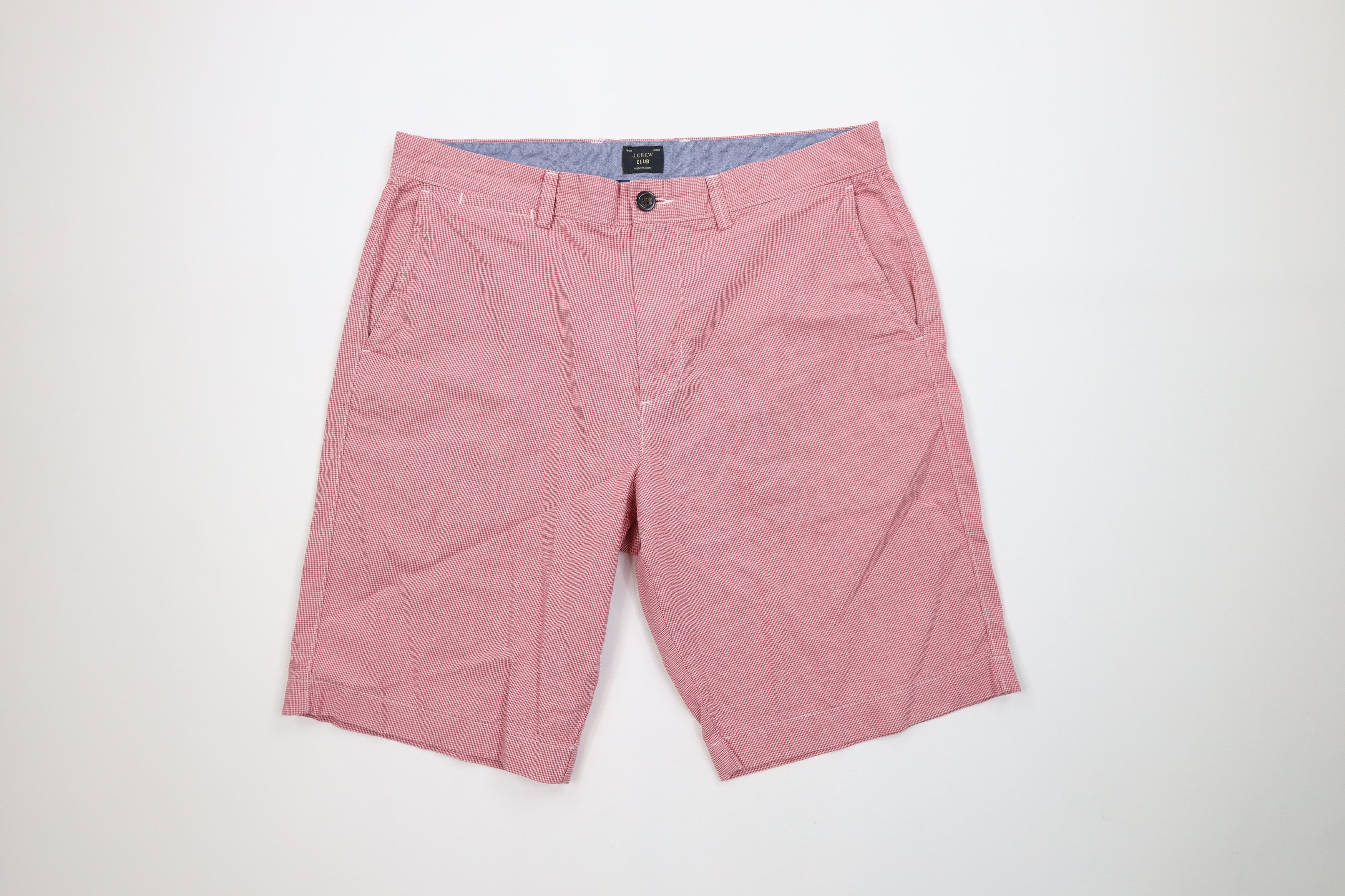 J Crew Club Houndstooth Golf Golfing Chino Shorts Red Cotton