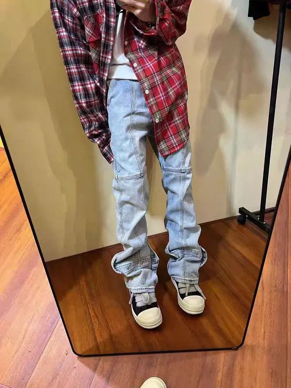 VIBE Washed and stacked distressed button down jeans Size US 32 / EU 48 - 5 Thumbnail